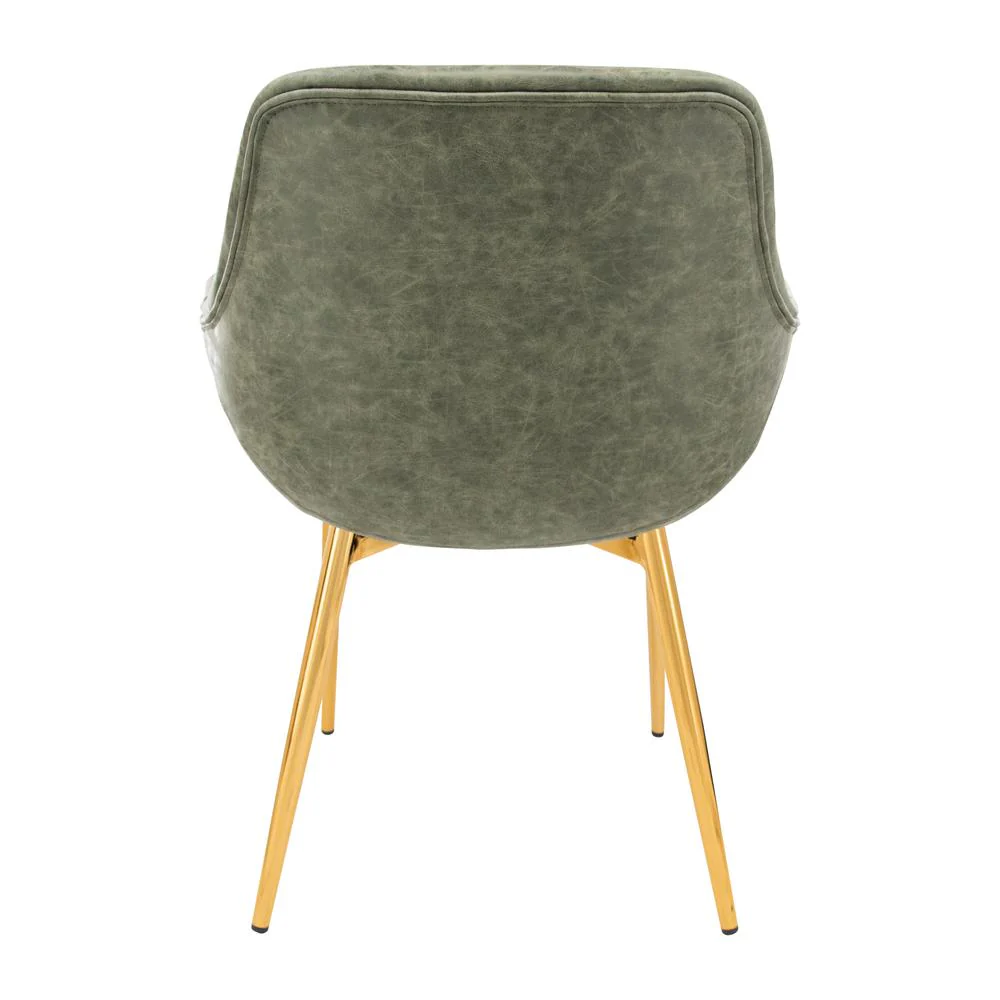 LeisureMod Markley Modern Leather Dining Arm Chair With Gold Metal Legs - ECG26G - Image 3