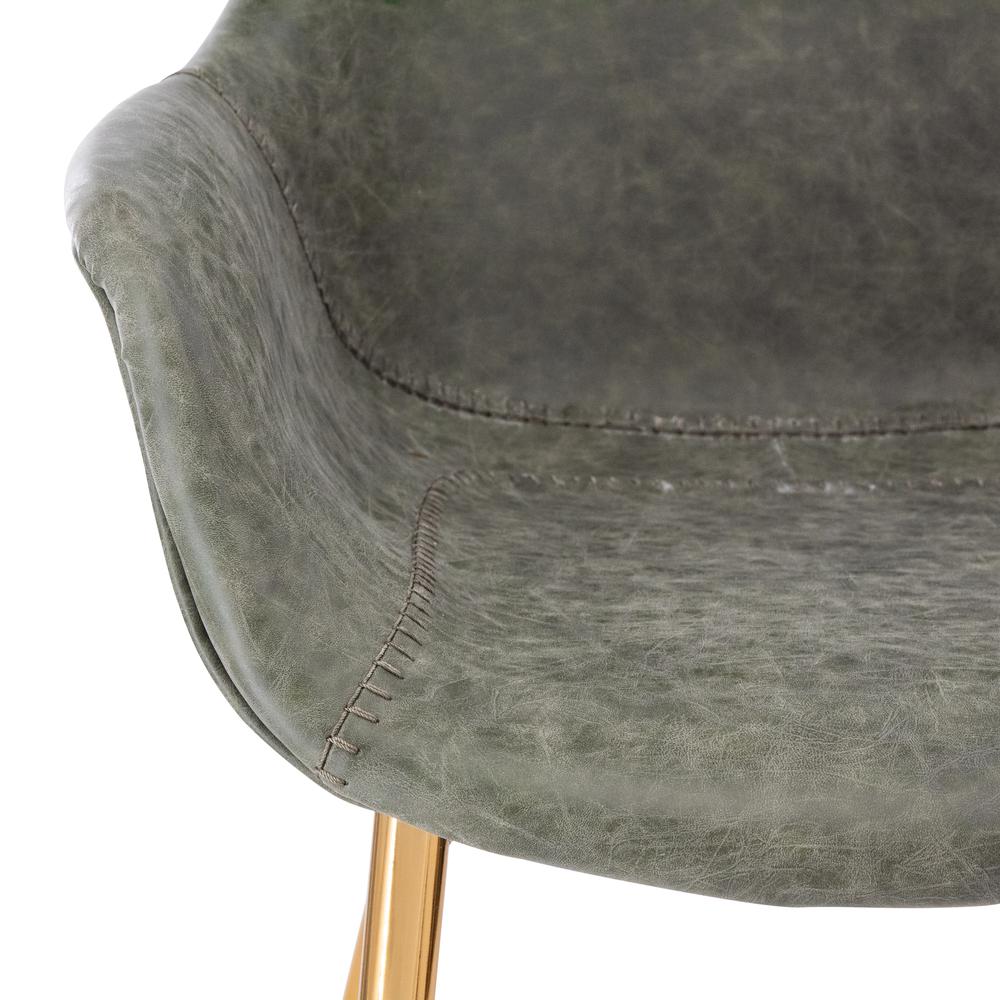 LeisureMod Markley Modern Leather Dining Arm Chair With Gold Metal Legs - ECG26G - Image 4