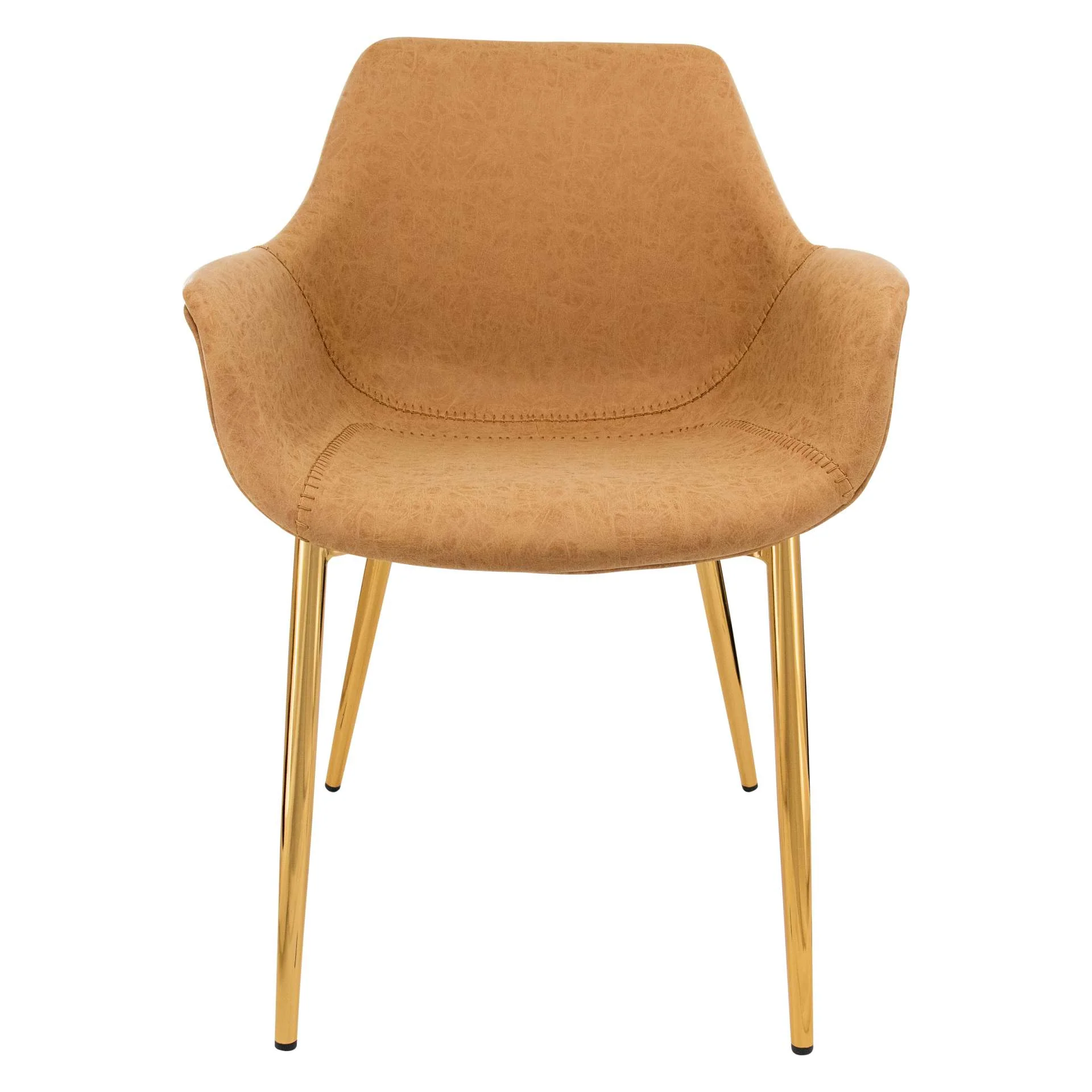 LeisureMod Markley Modern Leather Dining Arm Chair With Gold Metal Legs - ECG26G - Image 7