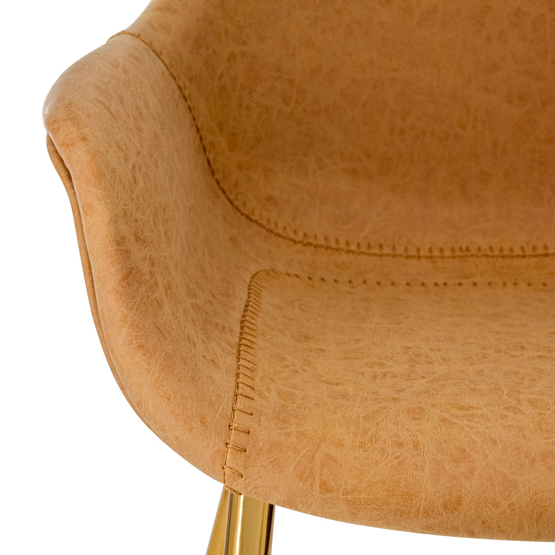 LeisureMod Markley Modern Leather Dining Arm Chair With Gold Metal Legs - ECG26G - Image 9