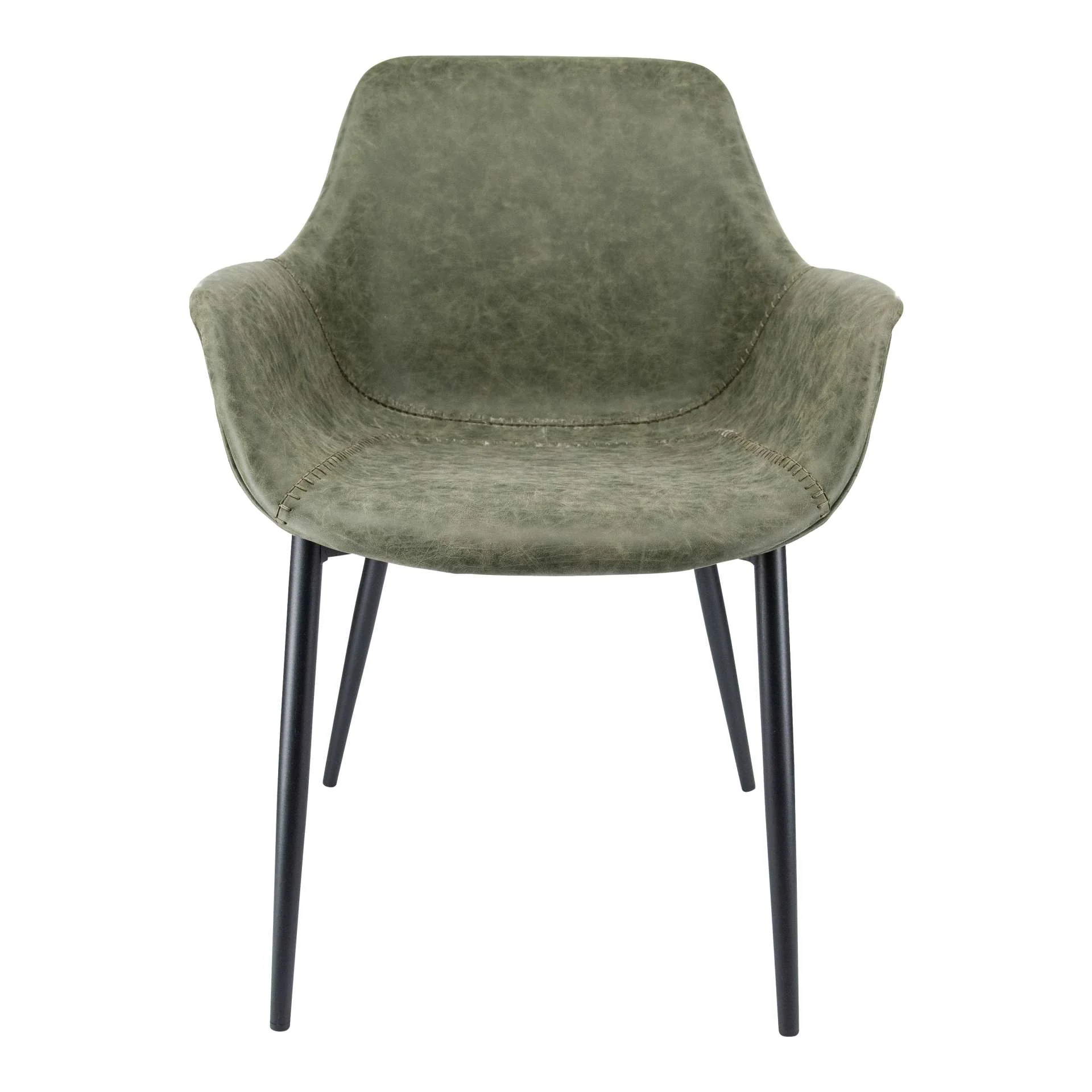 LeisureMod Markley Modern Leather Dining Arm Chair With Metal Legs - EC26G - Image 2