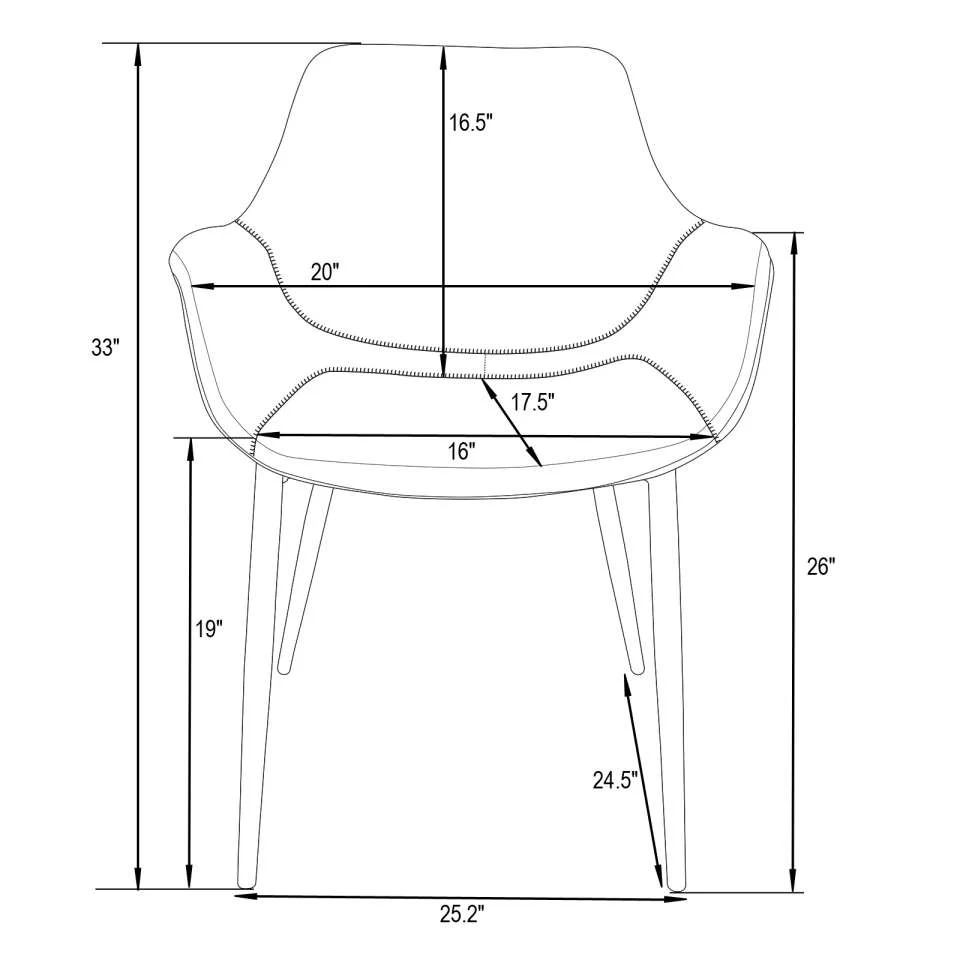 LeisureMod Markley Modern Leather Dining Arm Chair With Metal Legs - EC26G - Image 3