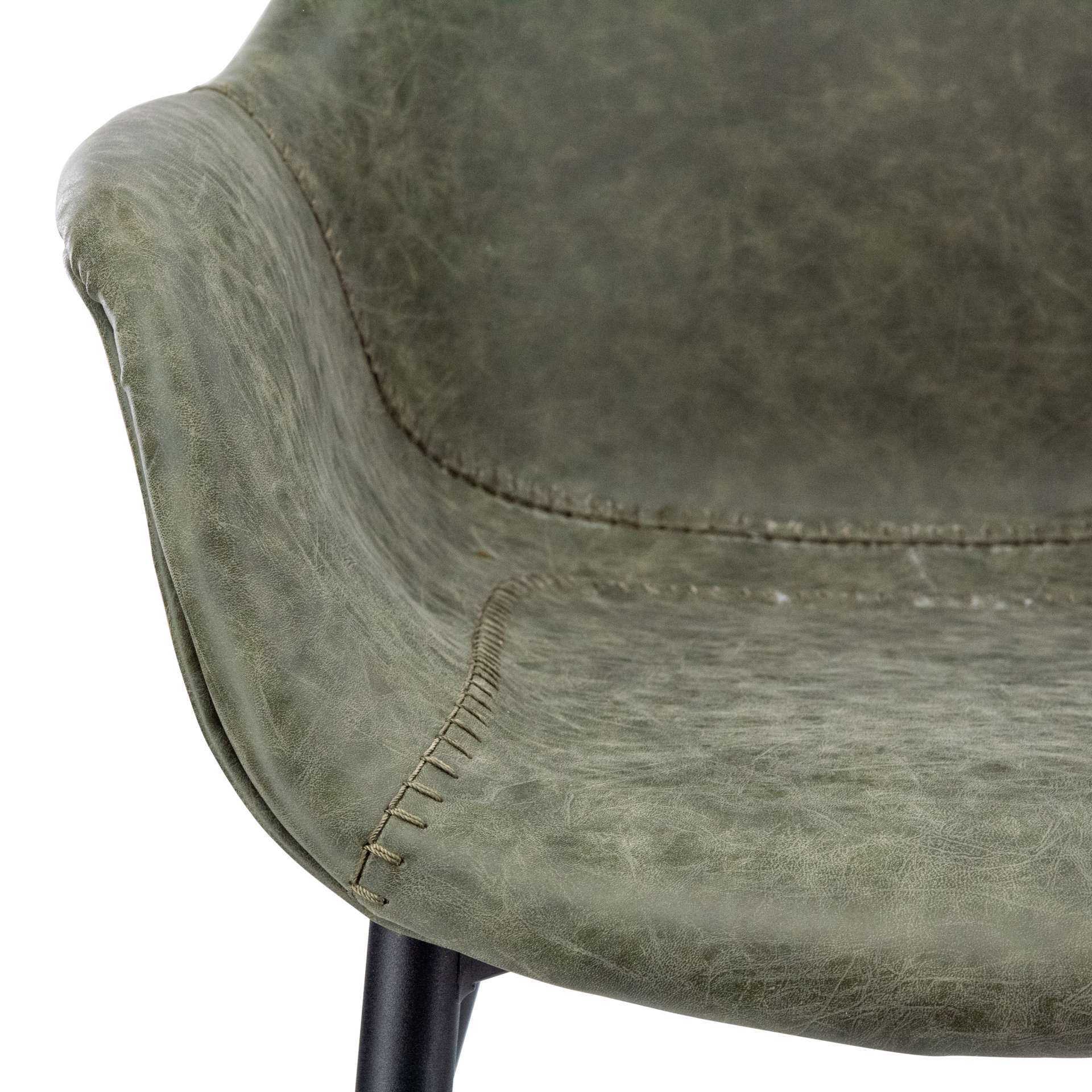 LeisureMod Markley Modern Leather Dining Arm Chair With Metal Legs - EC26G - Image 4