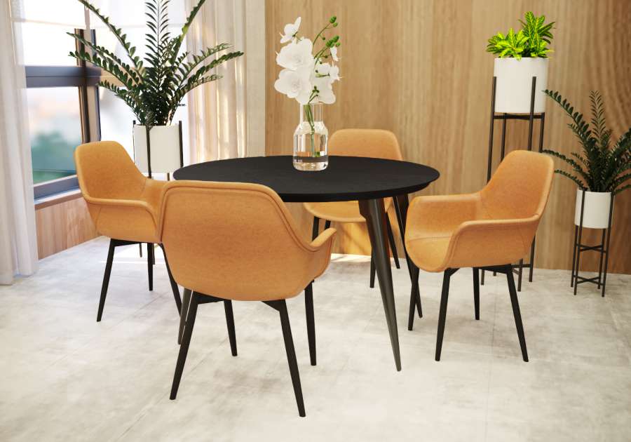 LeisureMod Markley Modern Leather Dining Arm Chair With Metal Legs - EC26G - Image 8