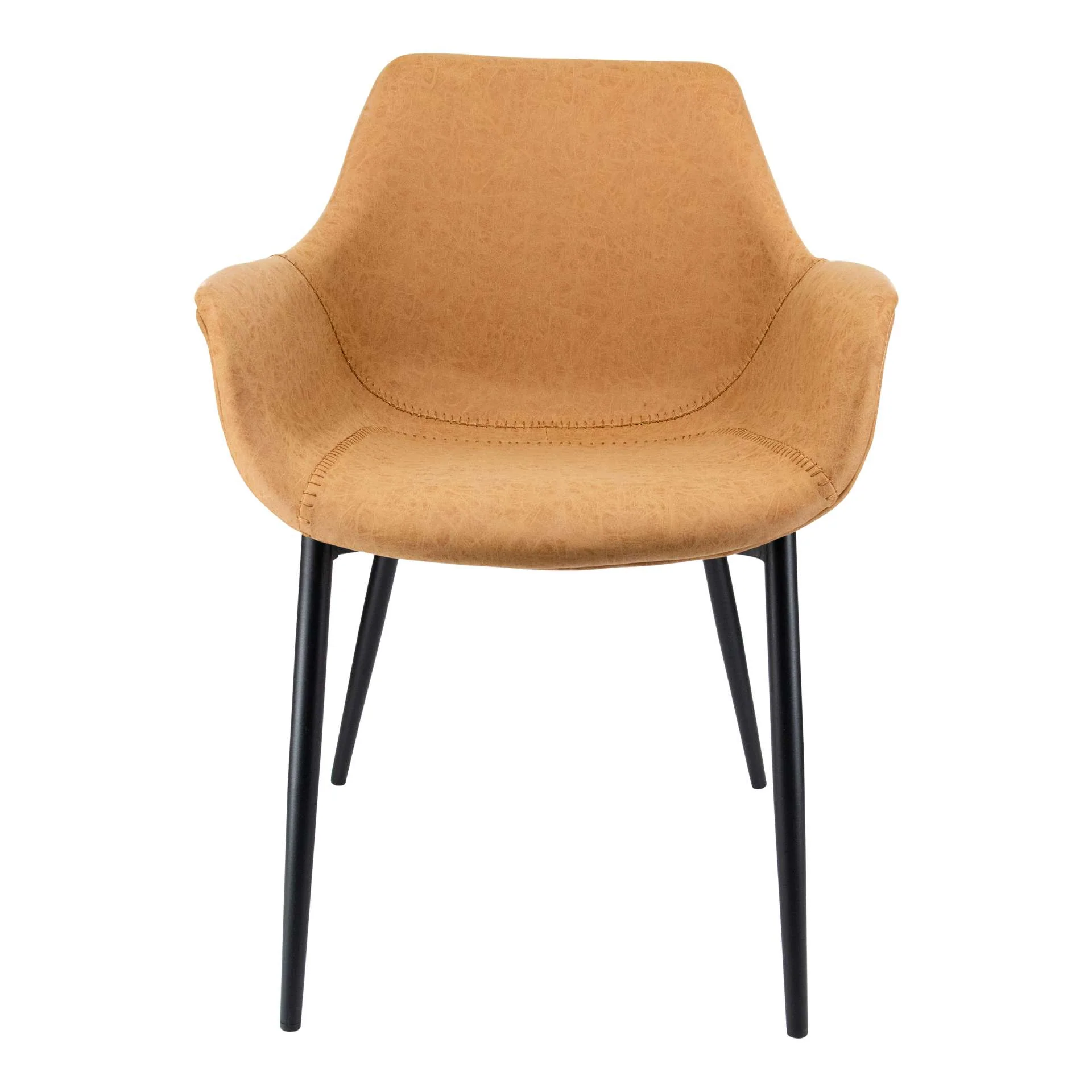 LeisureMod Markley Modern Leather Dining Arm Chair With Metal Legs - EC26G - Image 9