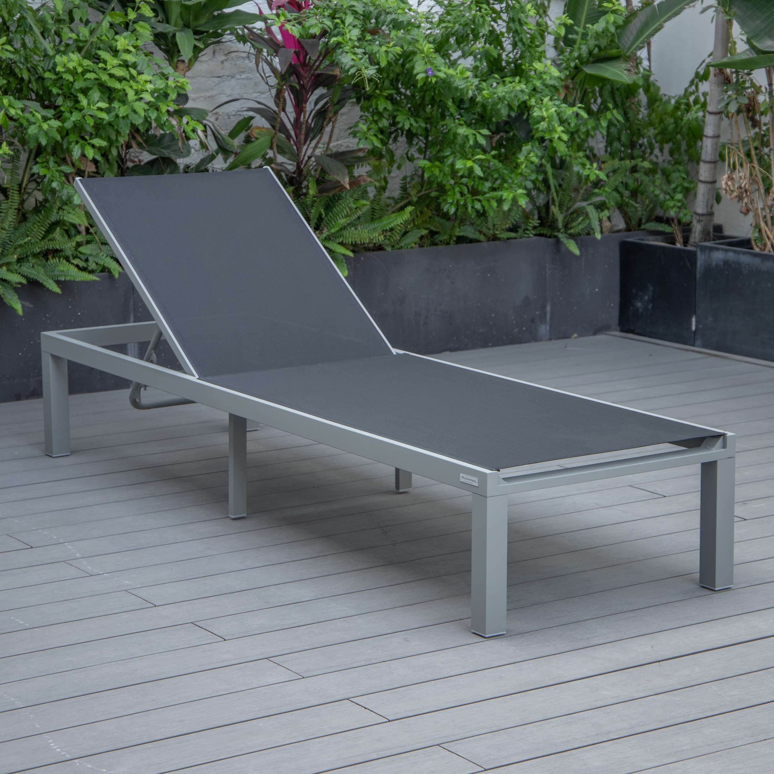 LeisureMod Marlin Modern Aluminum Outdoor Patio Chaise Lounge Chair Set of 2 - MLGRCF21-77BL2 - Image 9