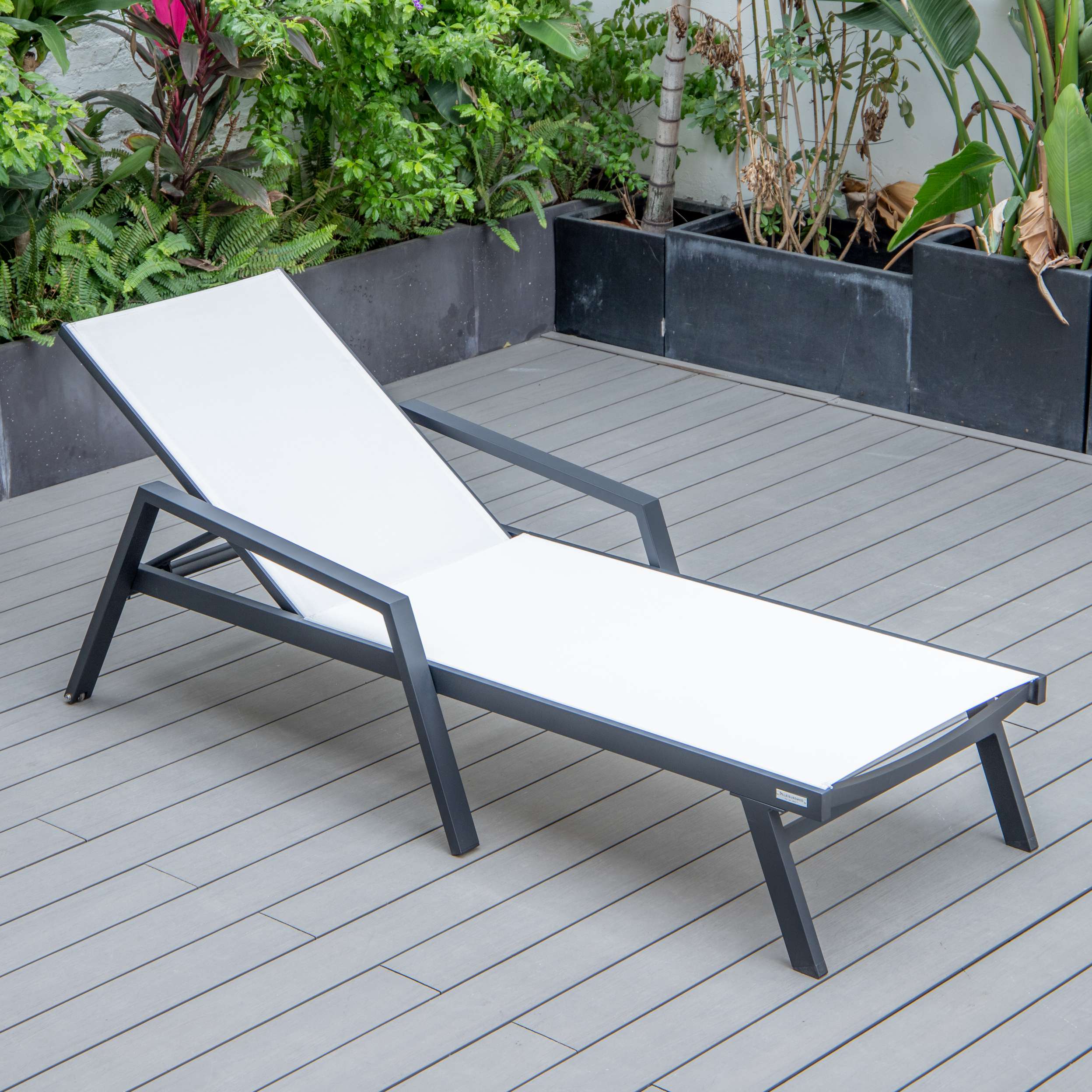 LeisureMod Marlin Modern Aluminum Outdoor Patio Chaise Lounge Chair With Arms Set of 2 - MLABLCF21-77BL2 - Image 106