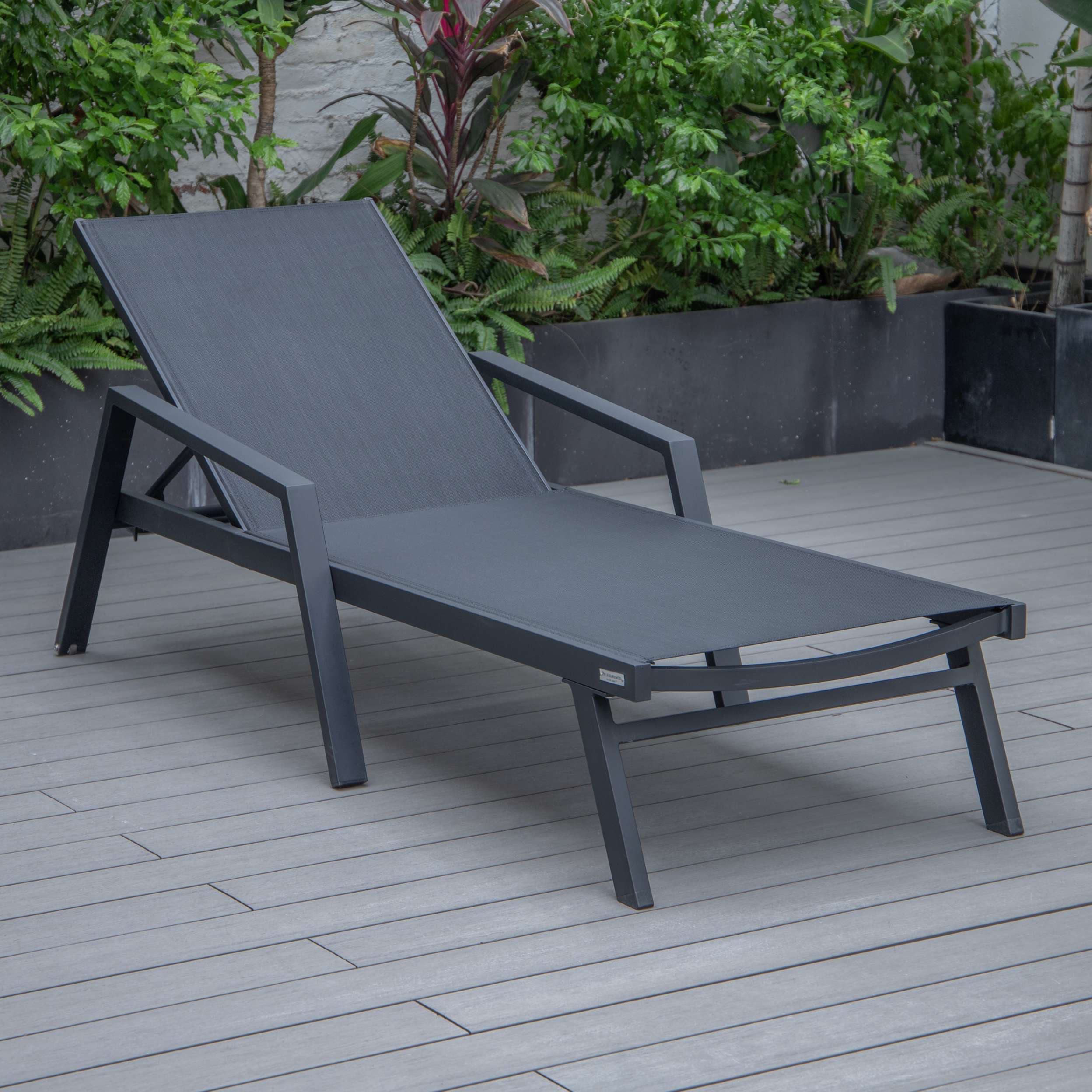 LeisureMod Marlin Modern Aluminum Outdoor Patio Chaise Lounge Chair With Arms Set of 2 - MLABLCF21-77BL2 - Image 11