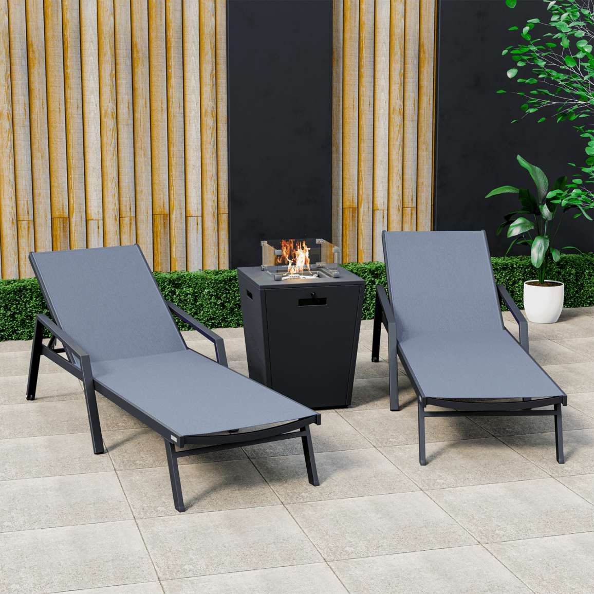 LeisureMod Marlin Modern Aluminum Outdoor Patio Chaise Lounge Chair With Arms Set of 2 - MLABLCF21-77BL2 - Image 26