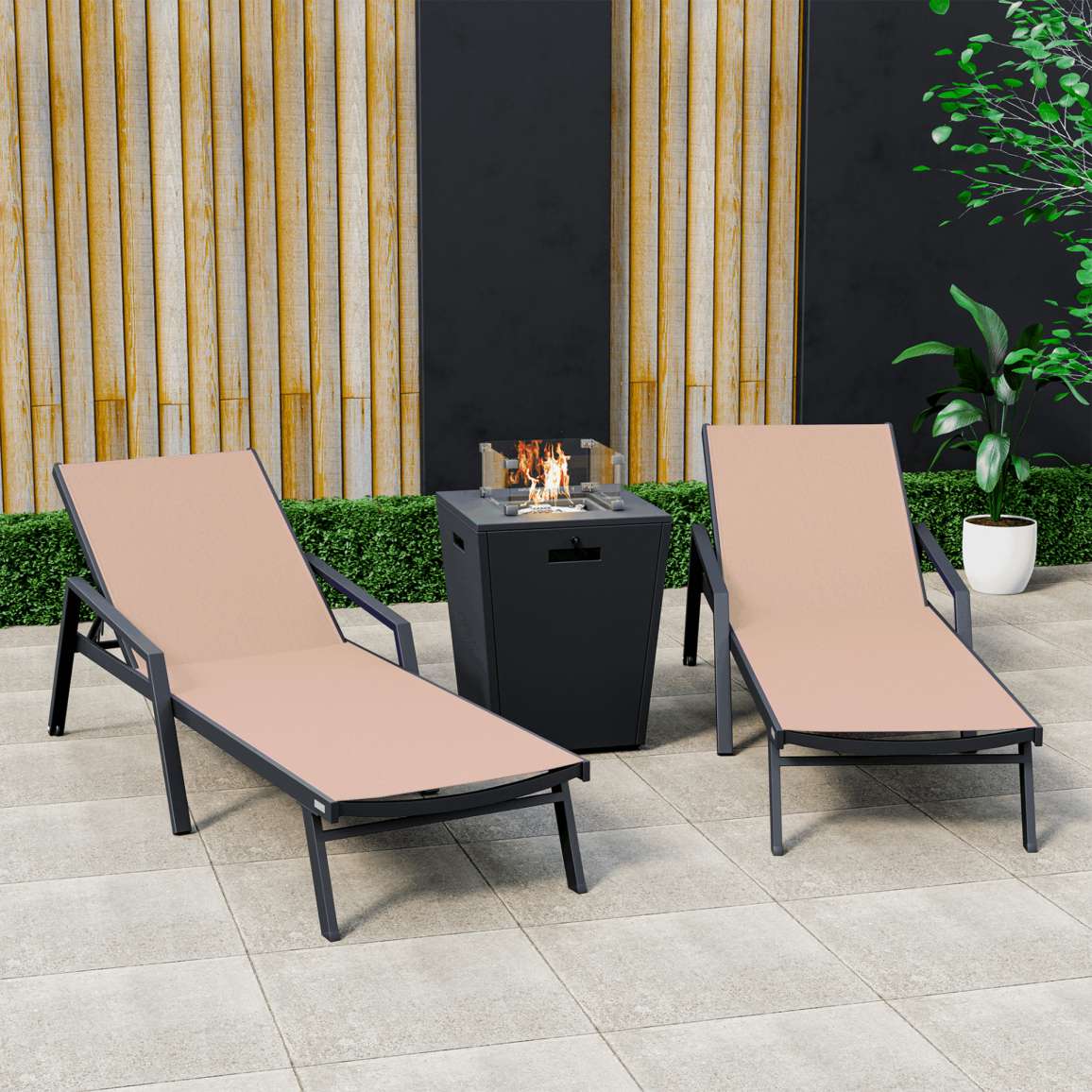 LeisureMod Marlin Modern Aluminum Outdoor Patio Chaise Lounge Chair With Arms Set of 2 - MLABLCF21-77BL2 - Image 49