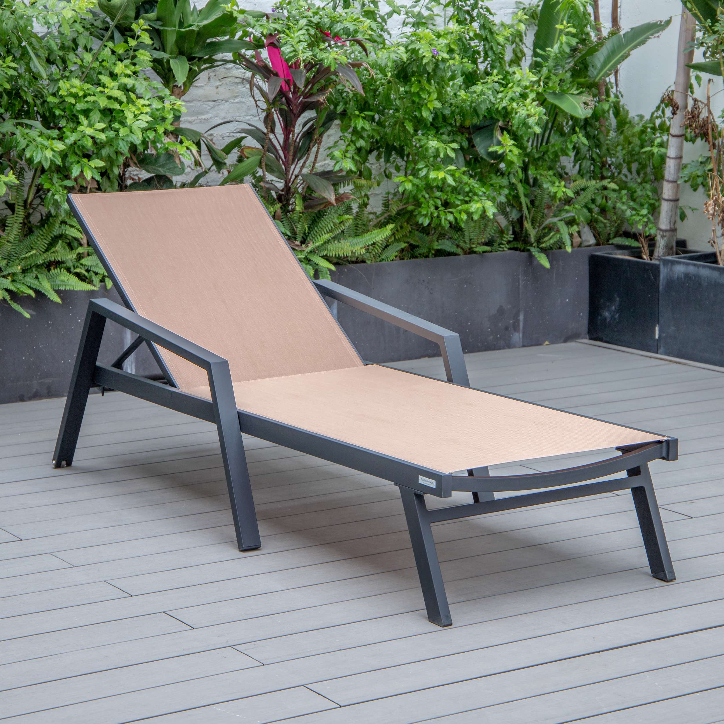 LeisureMod Marlin Modern Aluminum Outdoor Patio Chaise Lounge Chair With Arms Set of 2 - MLABLCF21-77BL2 - Image 61