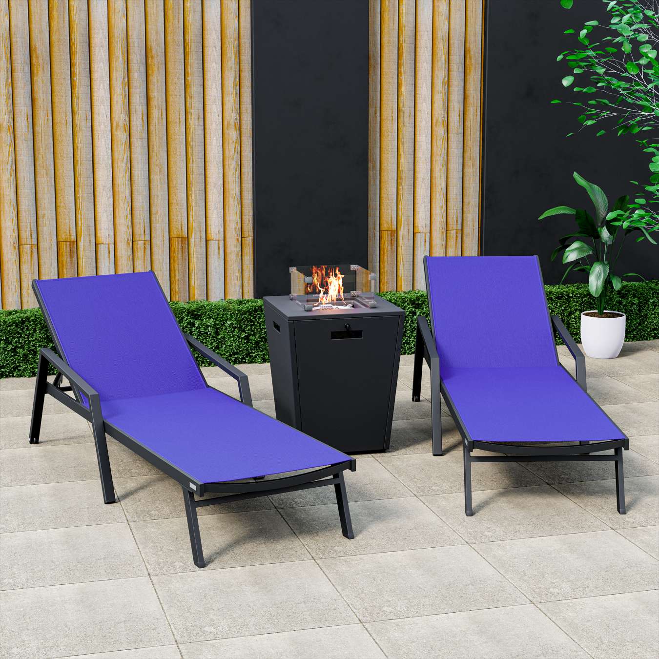 LeisureMod Marlin Modern Aluminum Outdoor Patio Chaise Lounge Chair With Arms Set of 2 - MLABLCF21-77BL2 - Image 72