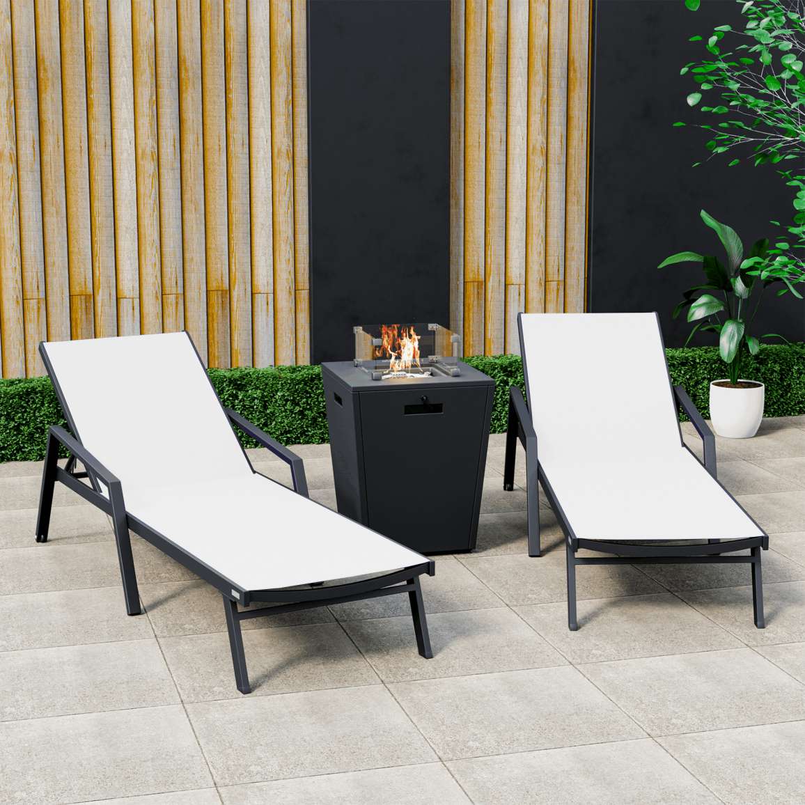 LeisureMod Marlin Modern Aluminum Outdoor Patio Chaise Lounge Chair With Arms Set of 2 - MLABLCF21-77BL2 - Image 95