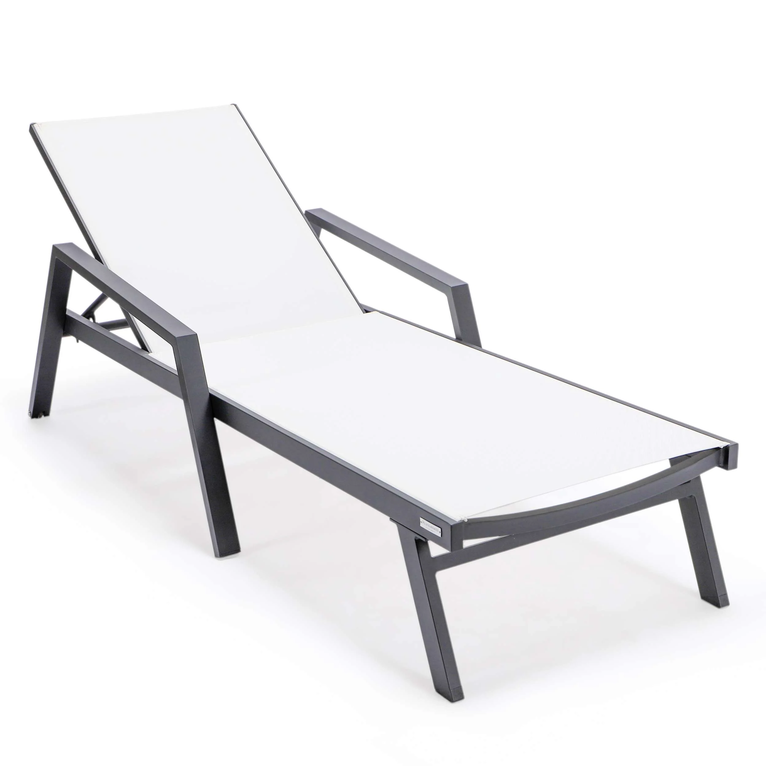 LeisureMod Marlin Modern Aluminum Outdoor Patio Chaise Lounge Chair With Arms Set of 2 - MLABLCF21-77BL2 - Image 98
