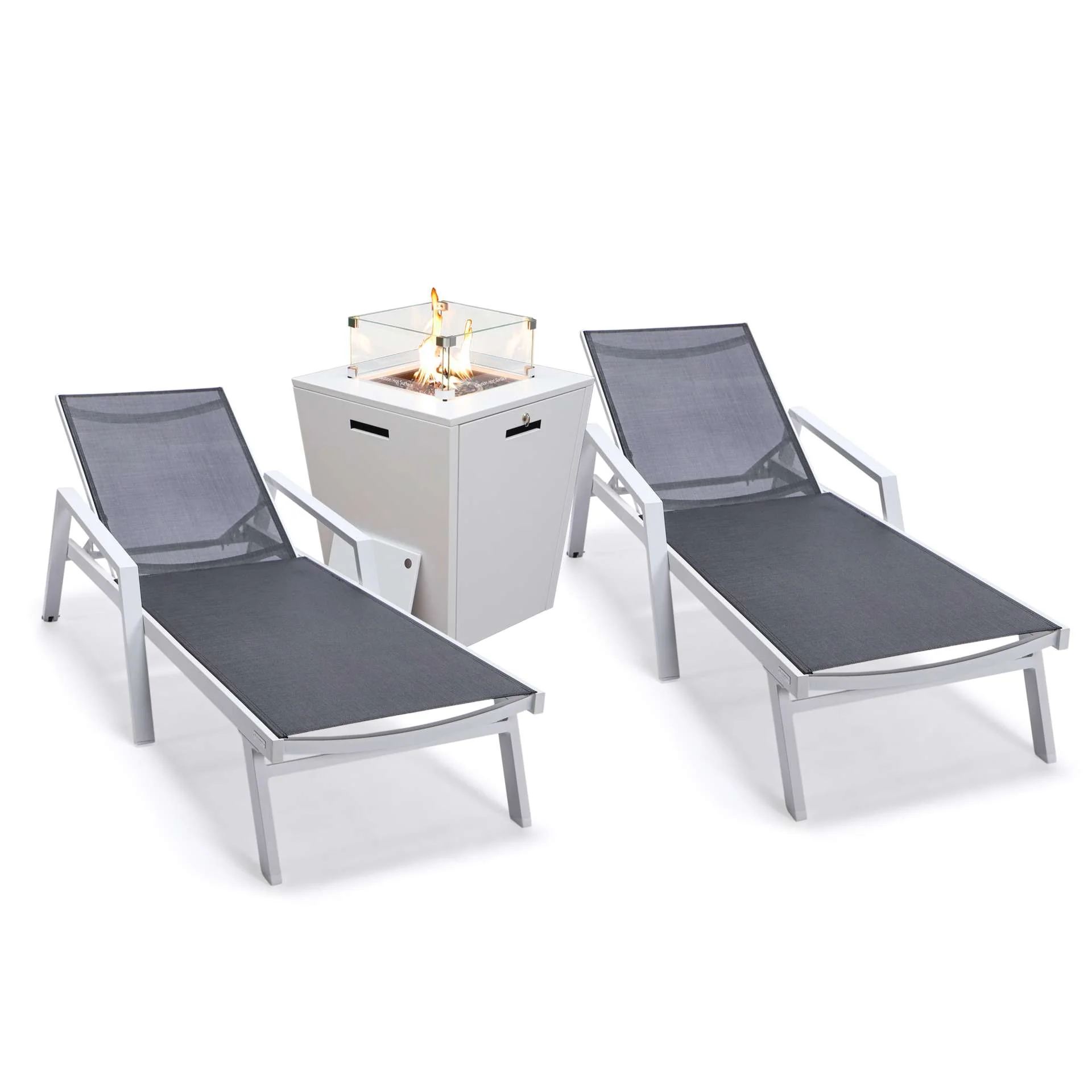 LeisureMod Marlin Modern Aluminum Outdoor Patio Chaise Lounge Chair With Arms Set of 2 - MLAWCF21-77BL2 - Image 2