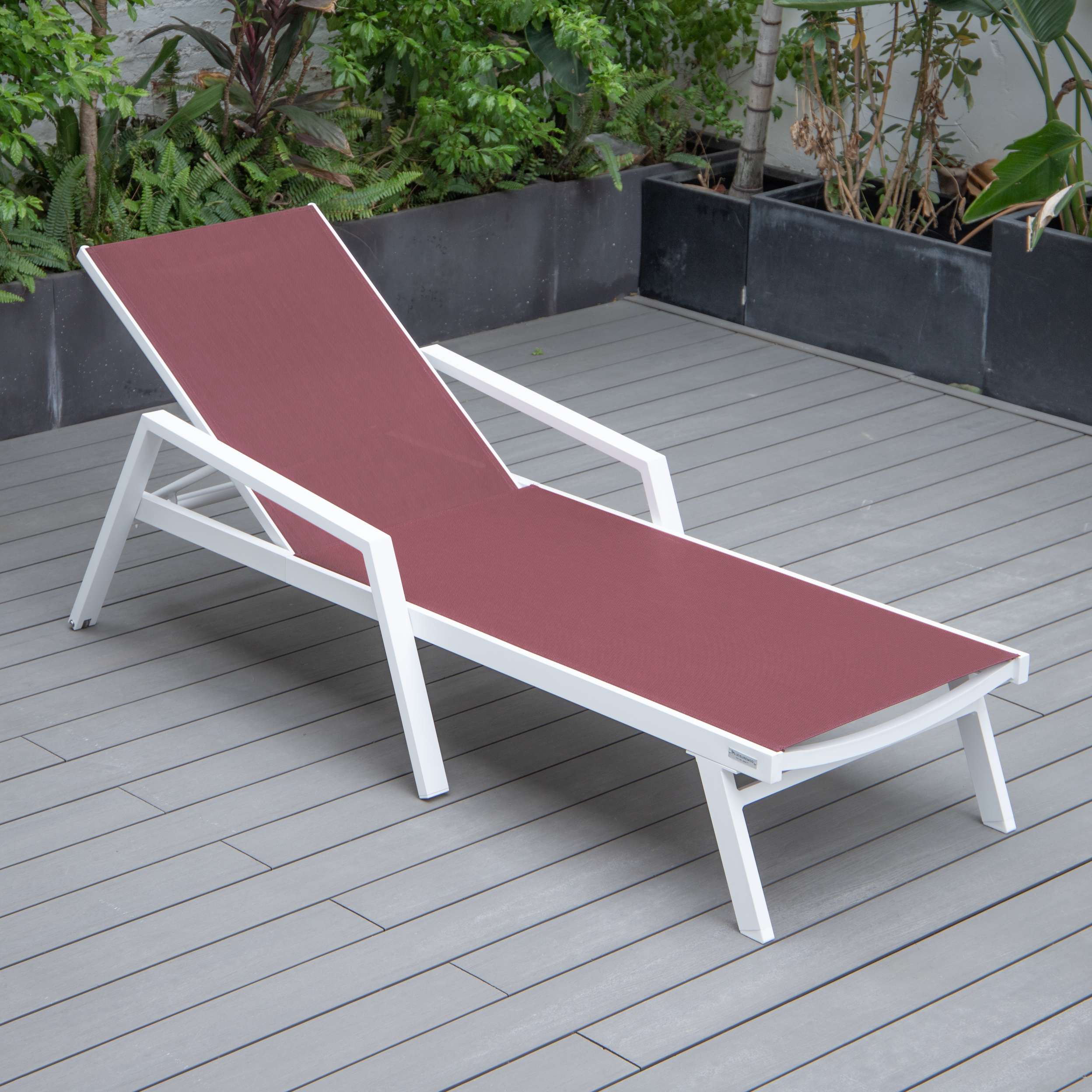 LeisureMod Marlin Modern Aluminum Outdoor Patio Chaise Lounge Chair With Arms Set of 2 - MLAWCF21-77BL2 - Image 30
