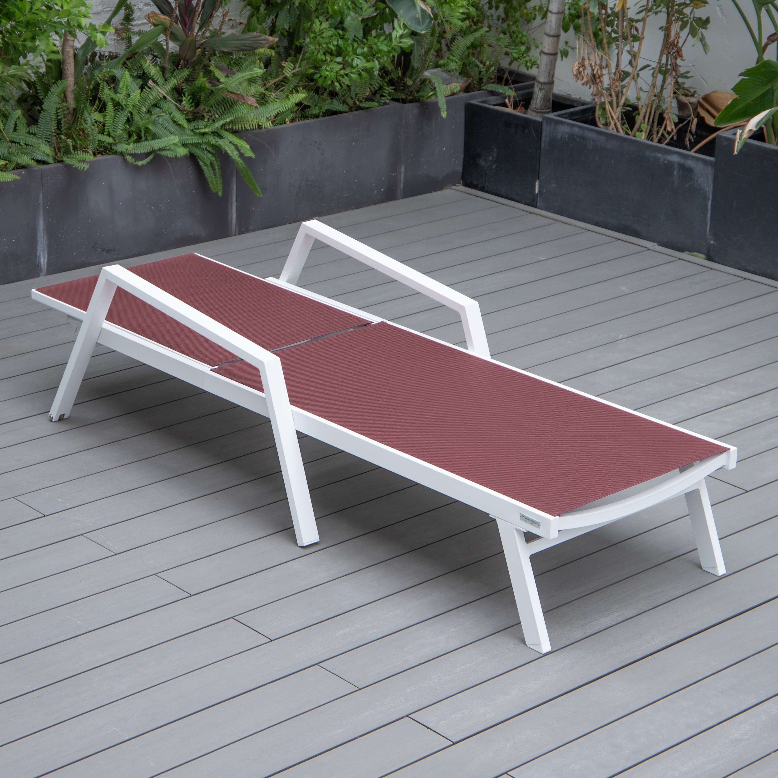 LeisureMod Marlin Modern Aluminum Outdoor Patio Chaise Lounge Chair With Arms Set of 2 - MLAWCF21-77BL2 - Image 31