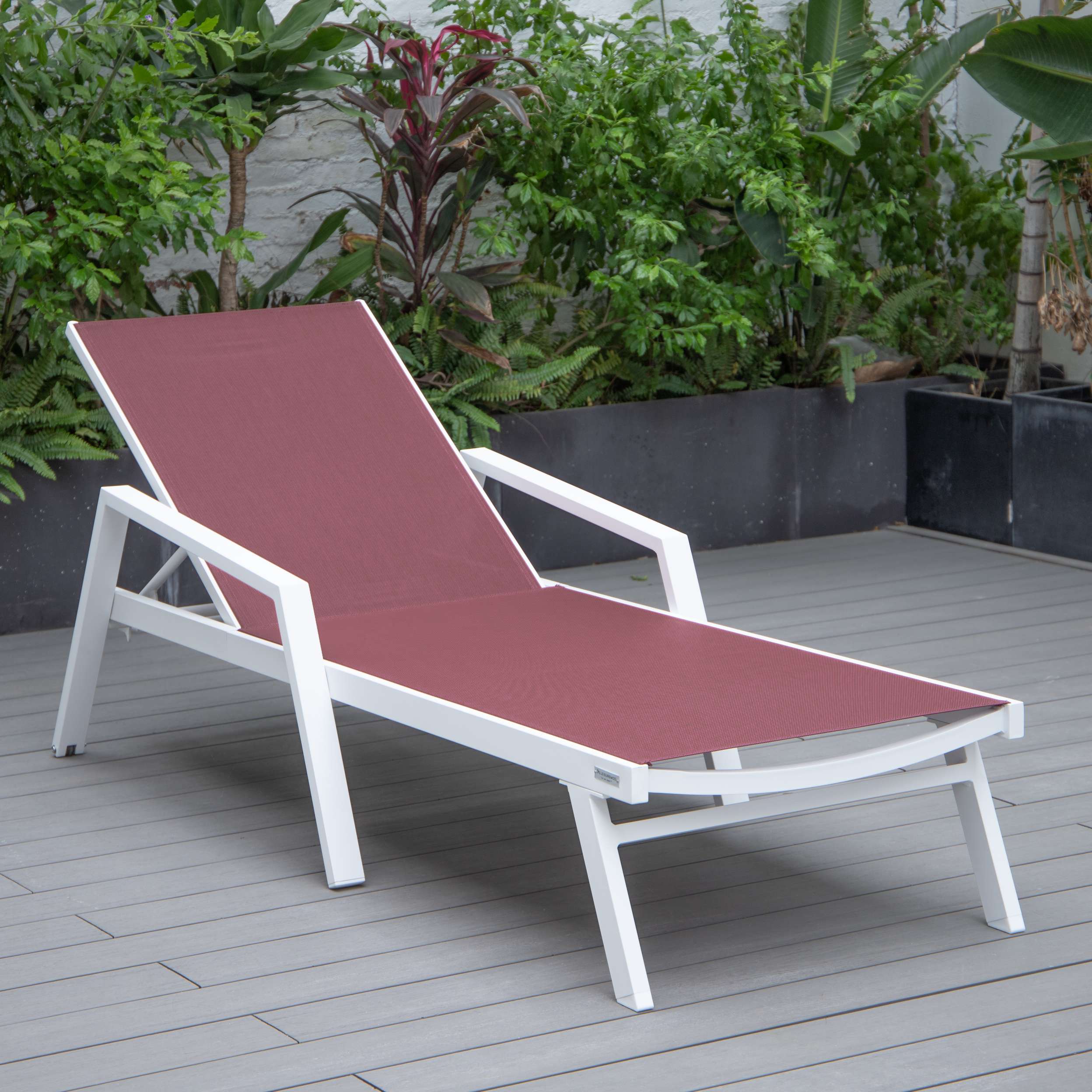 LeisureMod Marlin Modern Aluminum Outdoor Patio Chaise Lounge Chair With Arms Set of 2 - MLAWCF21-77BL2 - Image 32