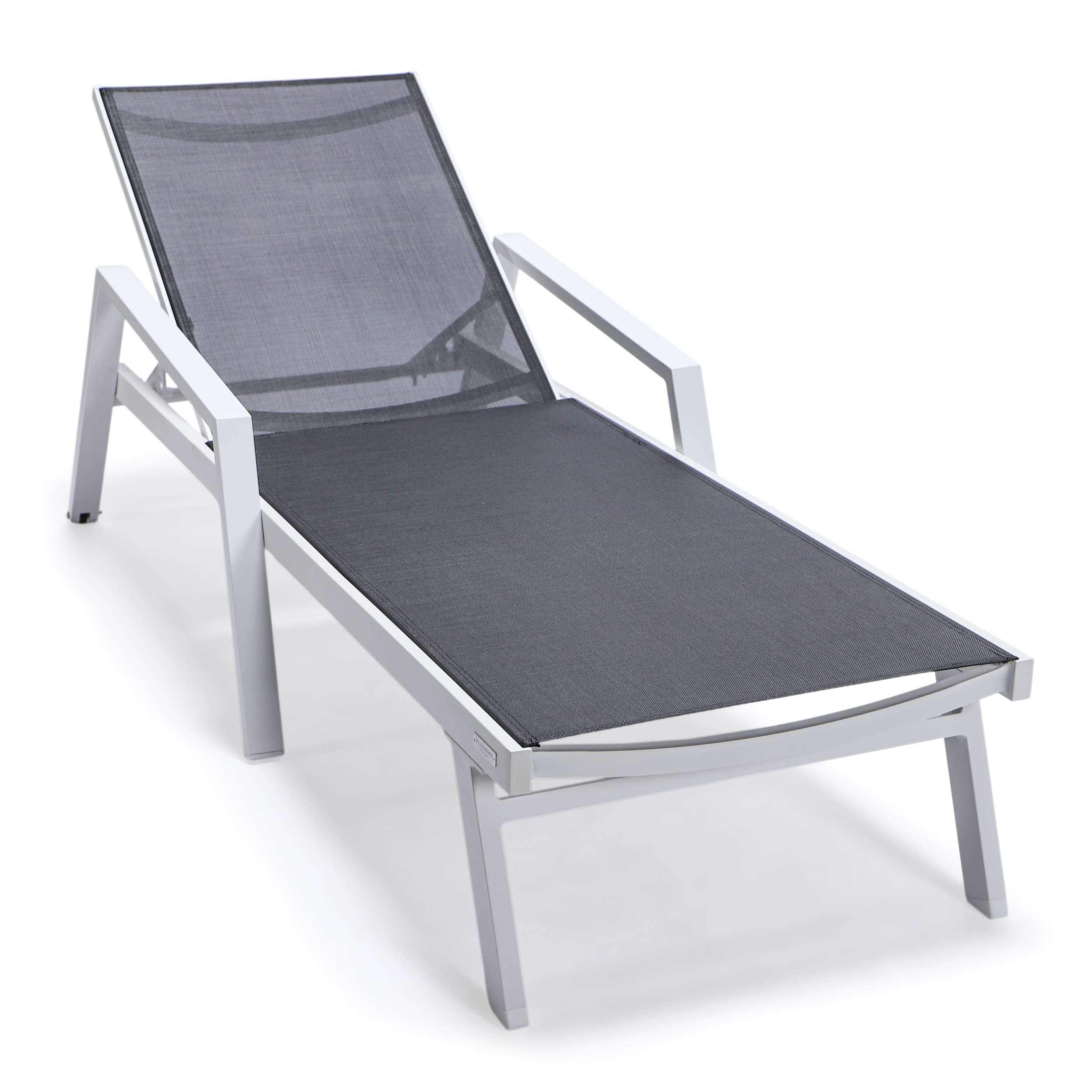LeisureMod Marlin Modern Aluminum Outdoor Patio Chaise Lounge Chair With Arms Set of 2 - MLAWCF21-77BL2 - Image 7
