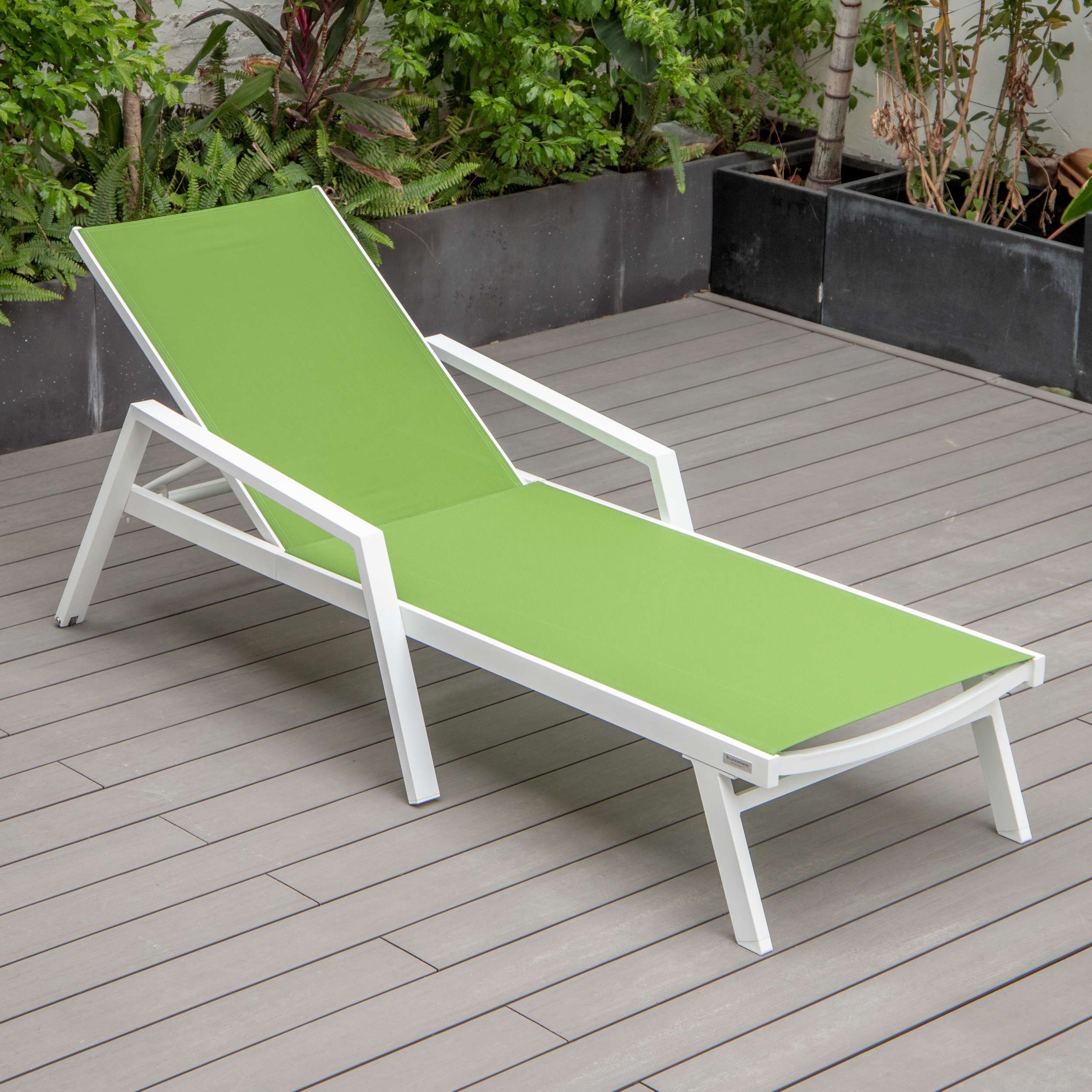 LeisureMod Marlin Modern Aluminum Outdoor Patio Chaise Lounge Chair With Arms Set of 2 - MLAWCF21-77BL2 - Image 75