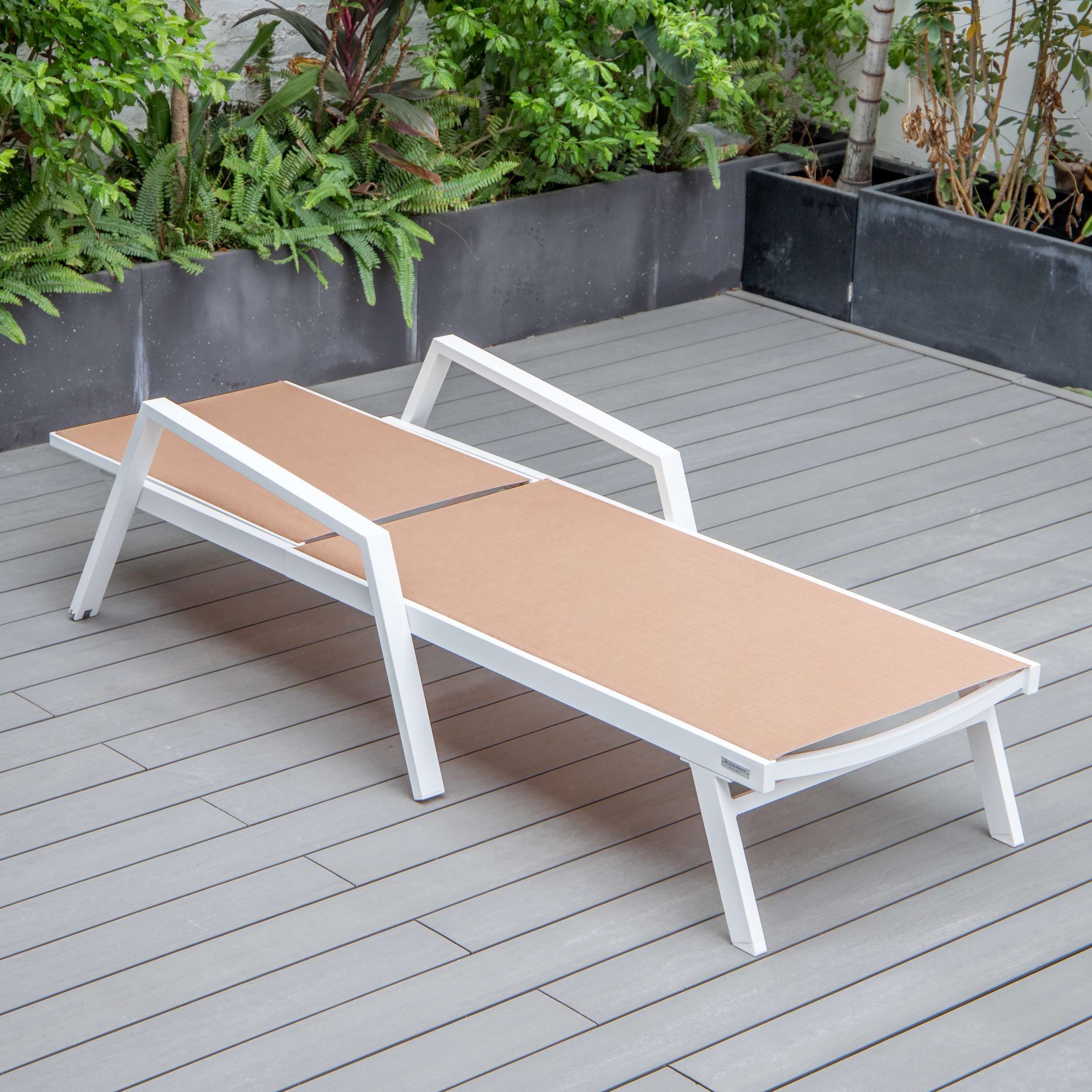 LeisureMod Marlin Modern Aluminum Outdoor Patio Chaise Lounge Chair With Arms Set of 2 - MLAWCF21-77BL2 - Image 99