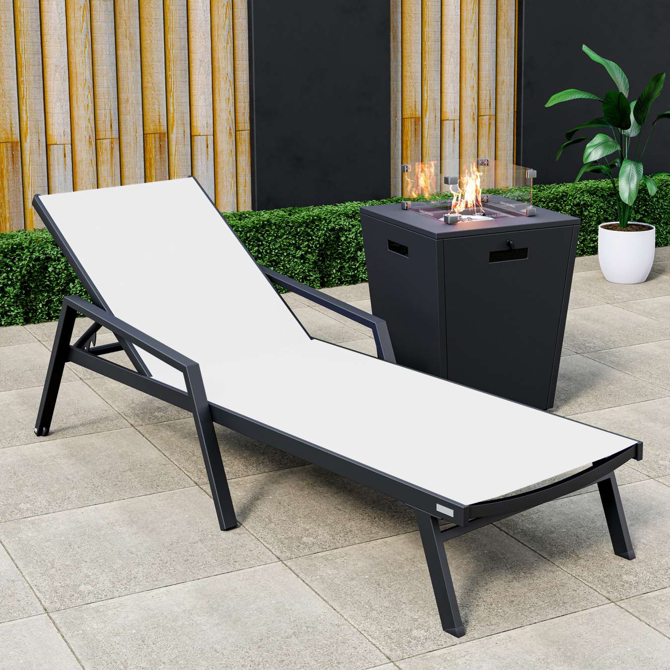 LeisureMod Marlin Modern Black Aluminum Outdoor Patio Chaise Lounge Chair - MLABLCF21-77BL - Image 116