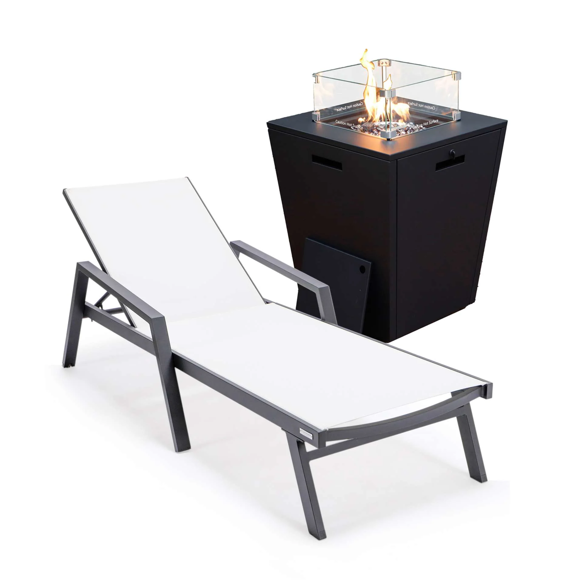 LeisureMod Marlin Modern Black Aluminum Outdoor Patio Chaise Lounge Chair - MLABLCF21-77BL - Image 117