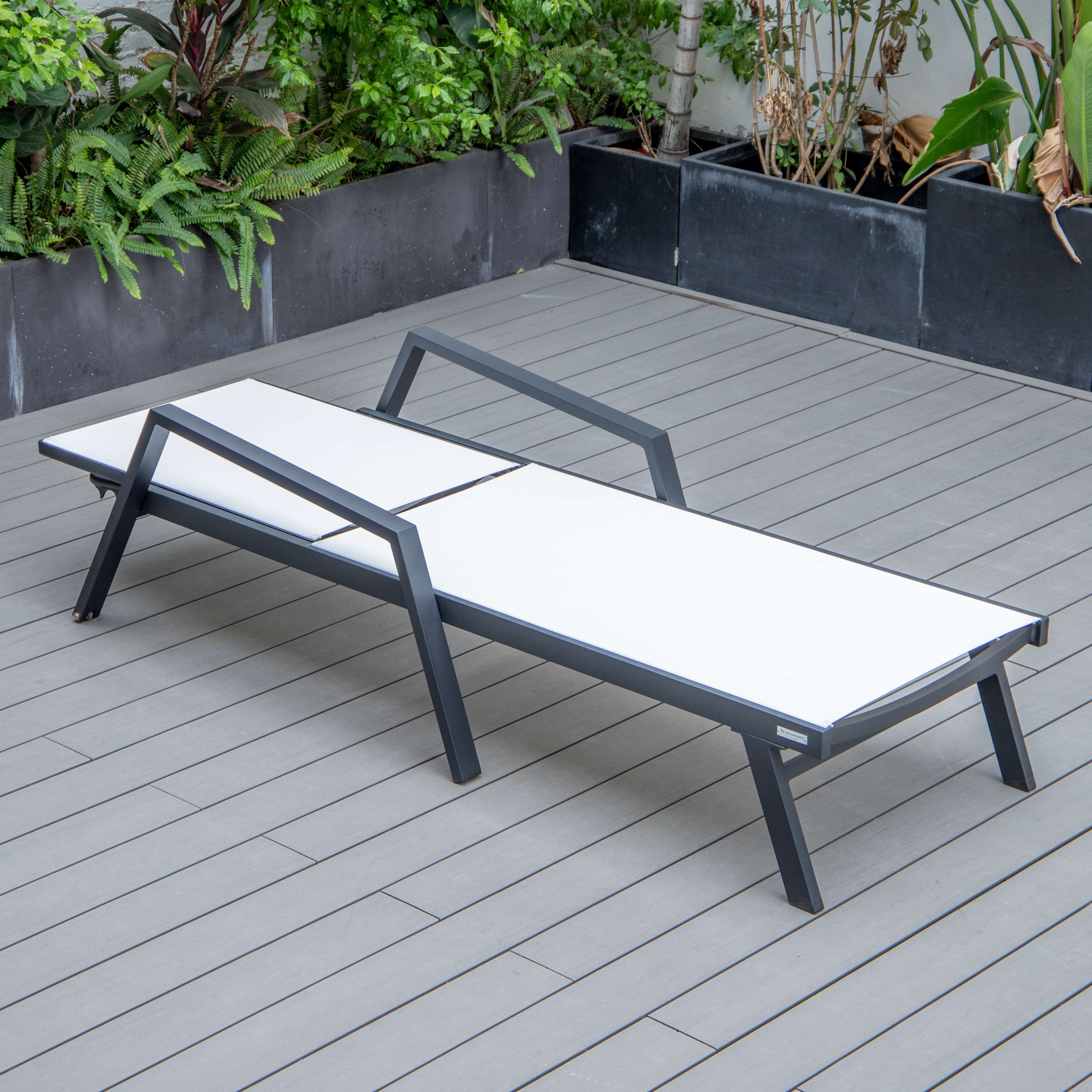 LeisureMod Marlin Modern Black Aluminum Outdoor Patio Chaise Lounge Chair - MLABLCF21-77BL - Image 128