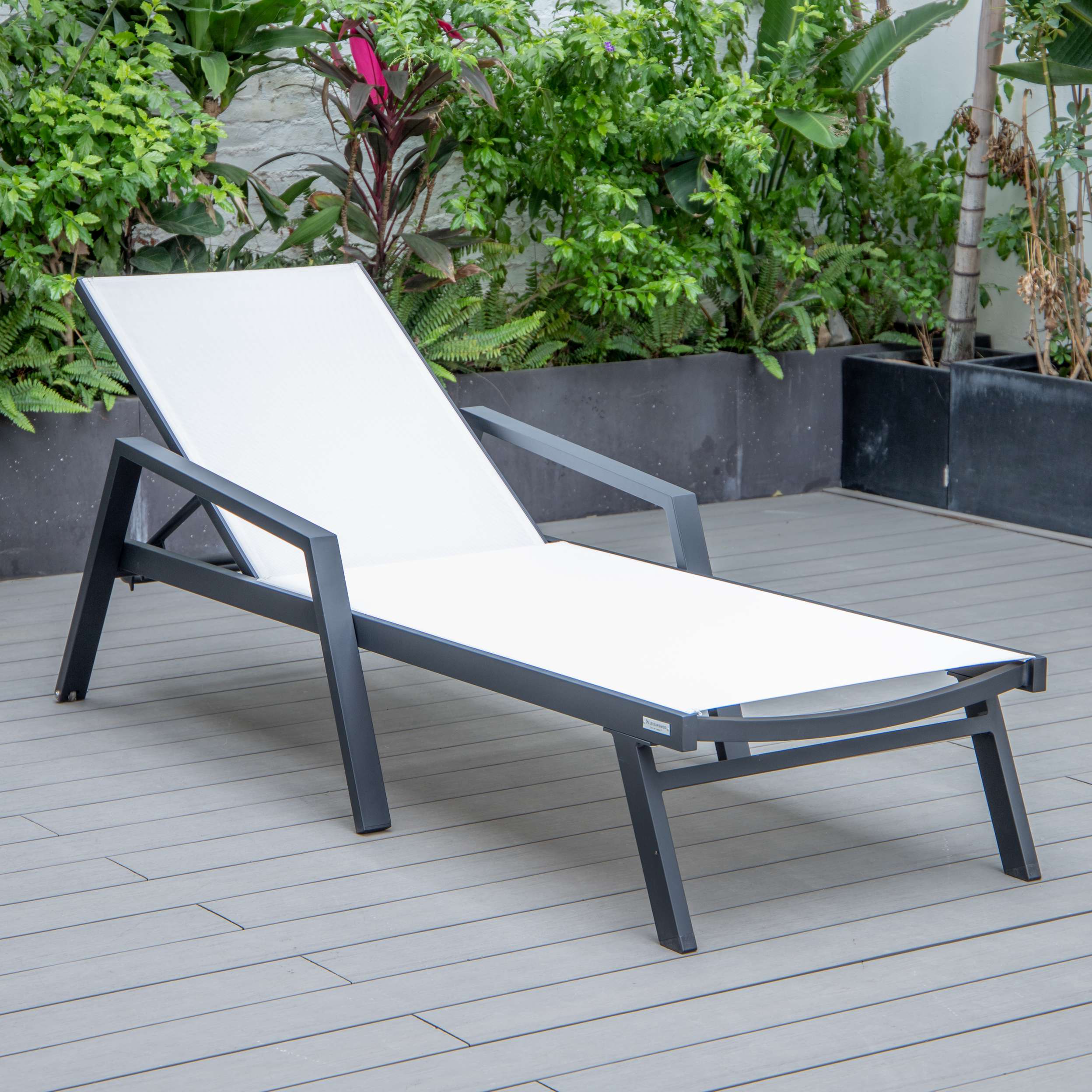 LeisureMod Marlin Modern Black Aluminum Outdoor Patio Chaise Lounge Chair - MLABLCF21-77BL - Image 129