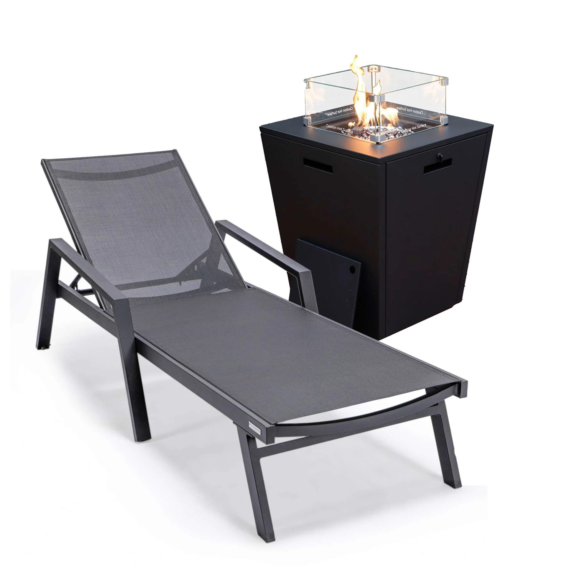 LeisureMod Marlin Modern Black Aluminum Outdoor Patio Chaise Lounge Chair - MLABLCF21-77BL - Image 2