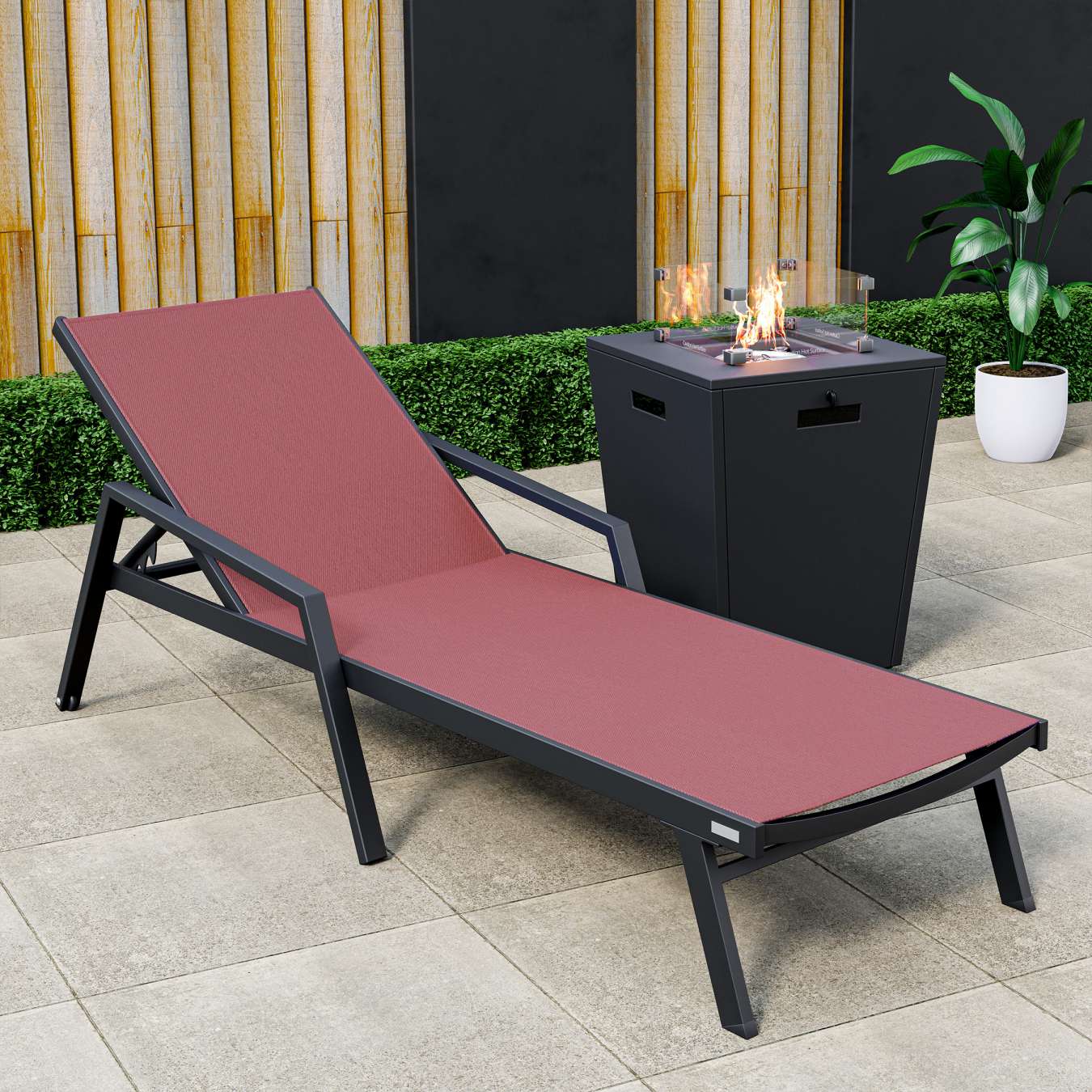 LeisureMod Marlin Modern Black Aluminum Outdoor Patio Chaise Lounge Chair - MLABLCF21-77BL - Image 24