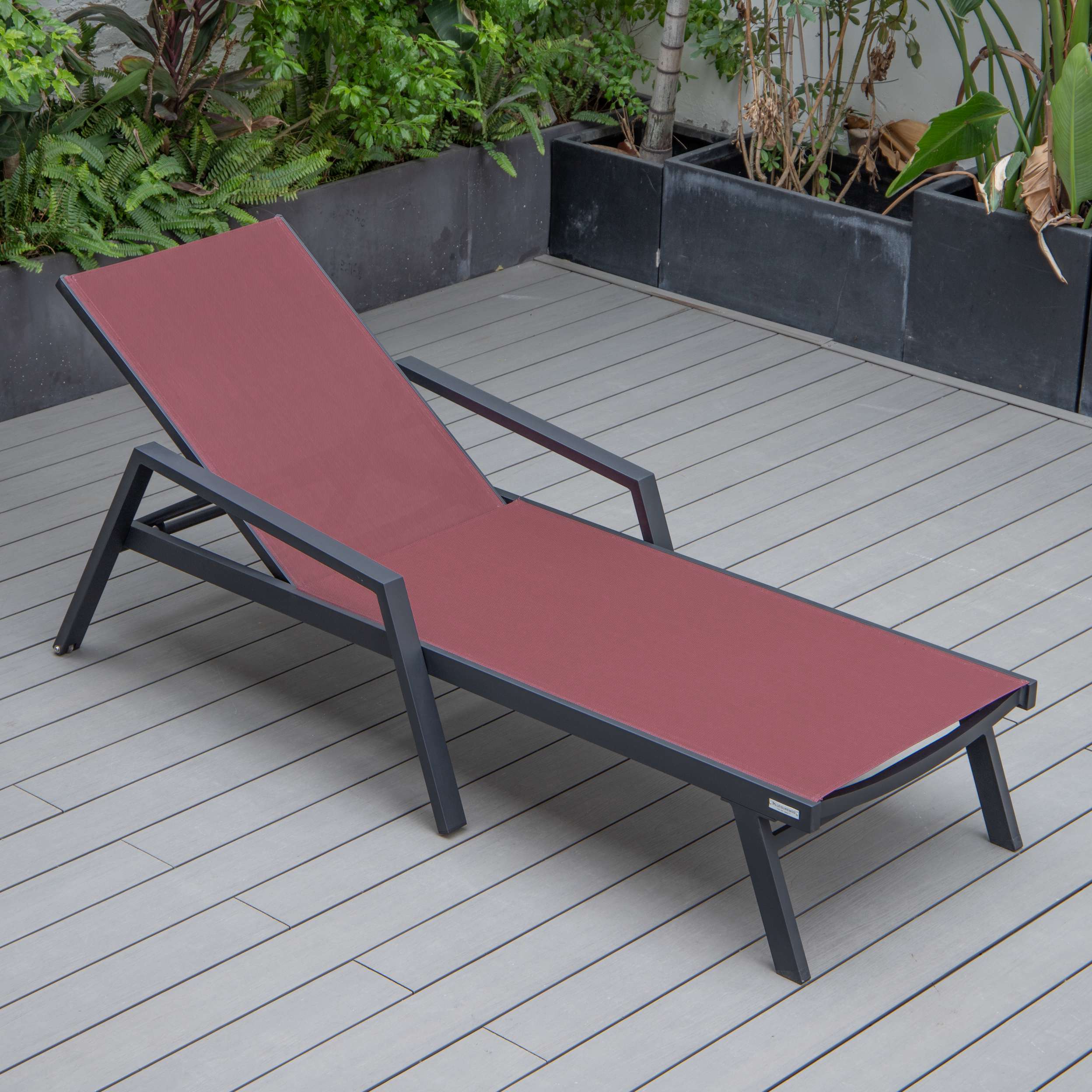LeisureMod Marlin Modern Black Aluminum Outdoor Patio Chaise Lounge Chair - MLABLCF21-77BL - Image 35