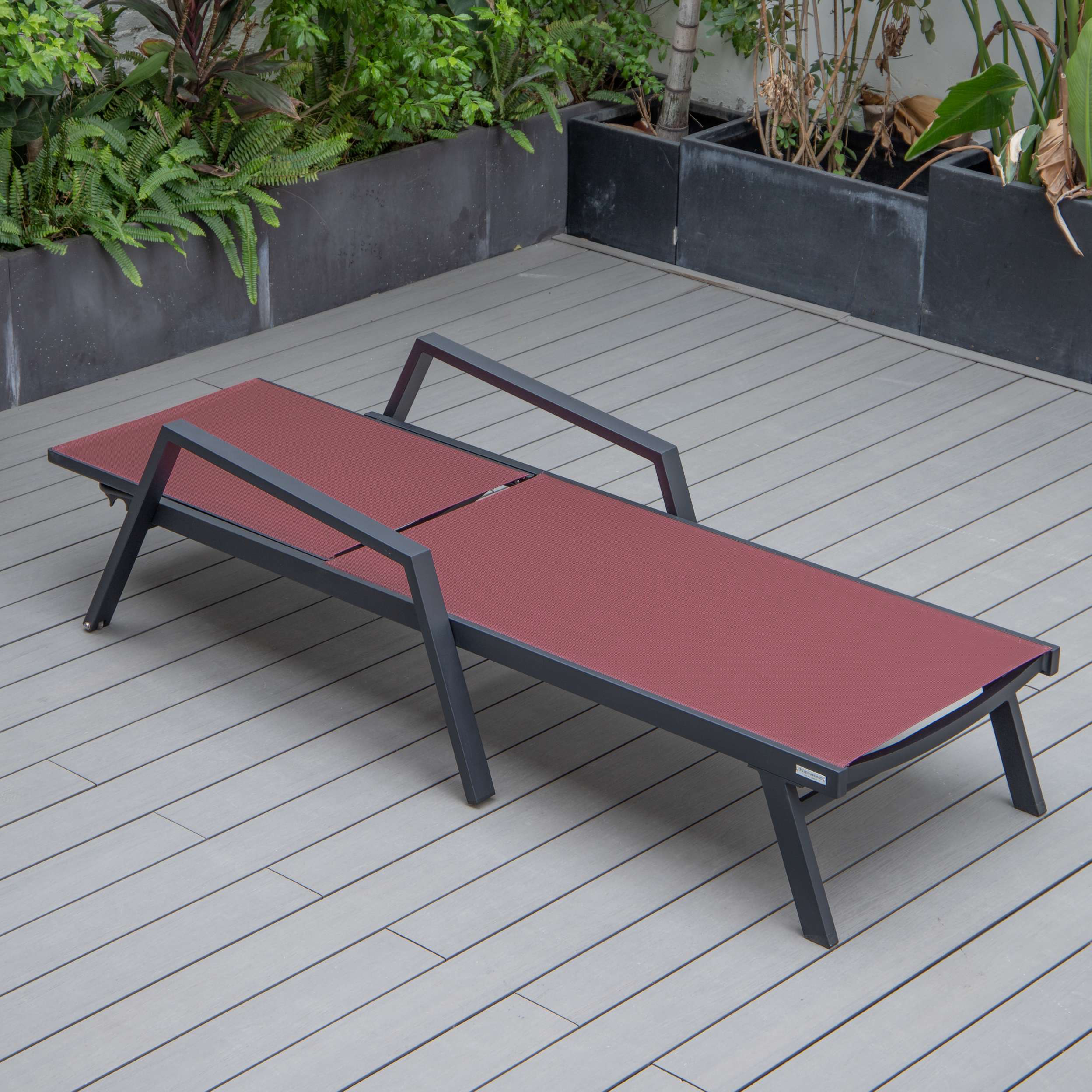 LeisureMod Marlin Modern Black Aluminum Outdoor Patio Chaise Lounge Chair - MLABLCF21-77BL - Image 36