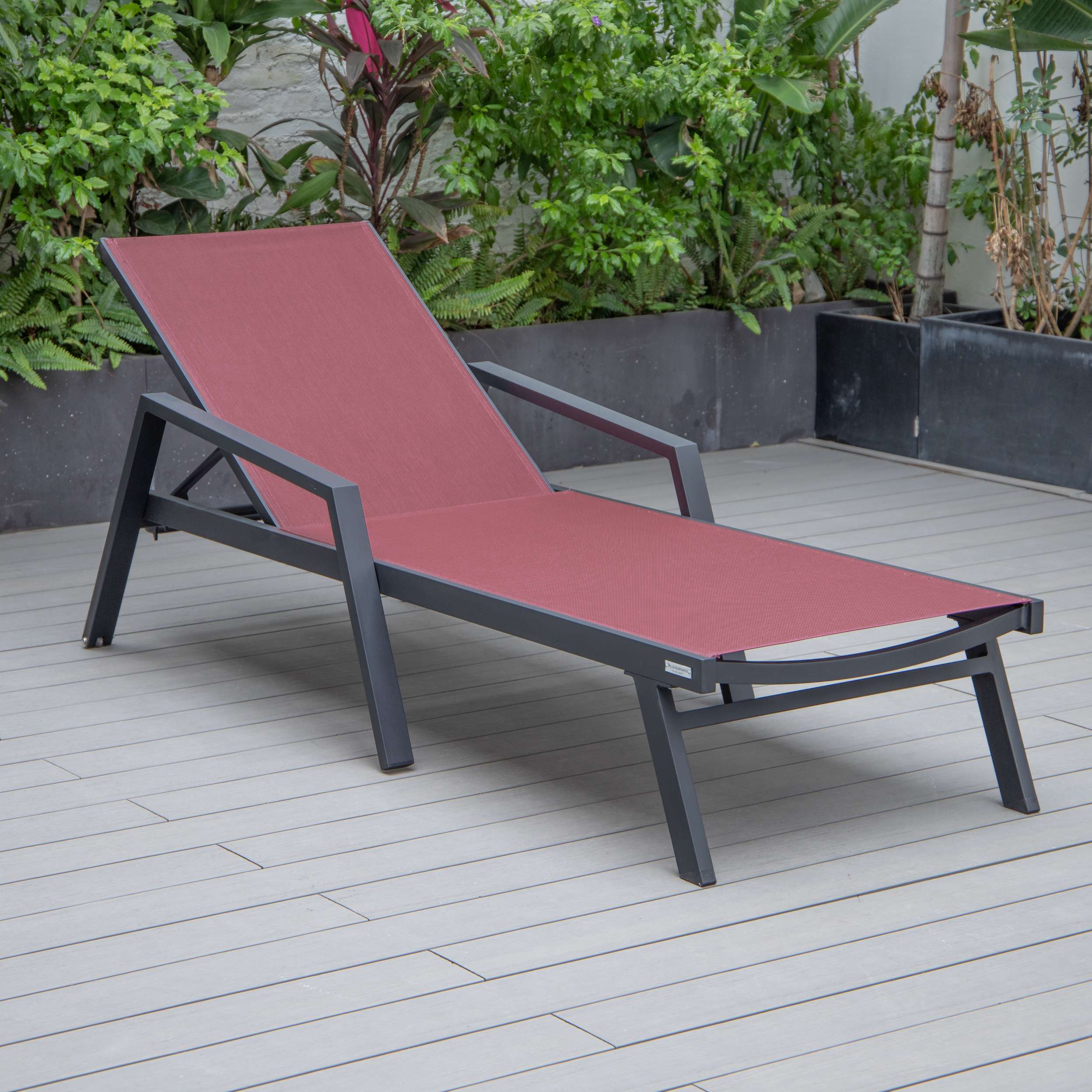 LeisureMod Marlin Modern Black Aluminum Outdoor Patio Chaise Lounge Chair - MLABLCF21-77BL - Image 37