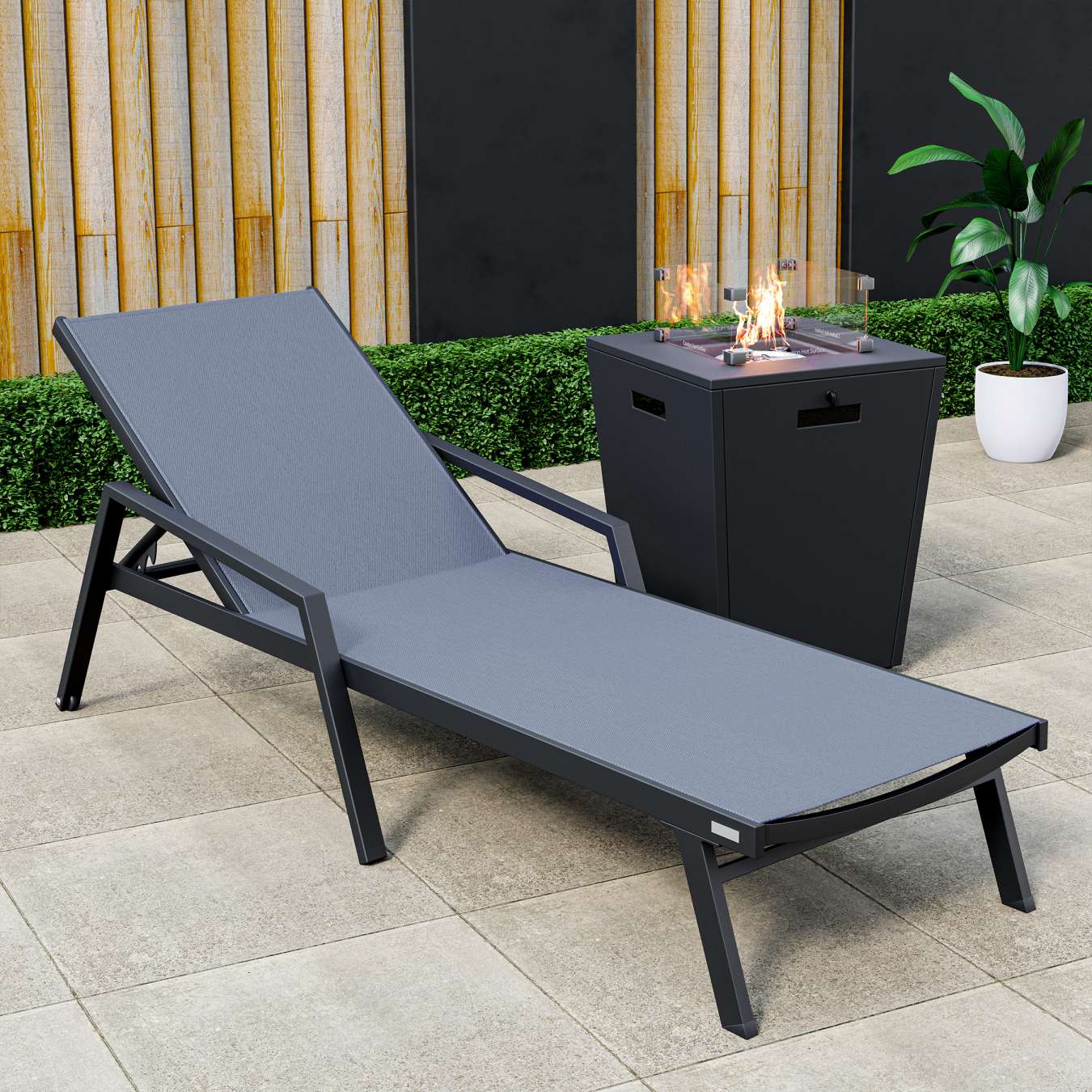 LeisureMod Marlin Modern Black Aluminum Outdoor Patio Chaise Lounge Chair - MLABLCF21-77BL - Image 47