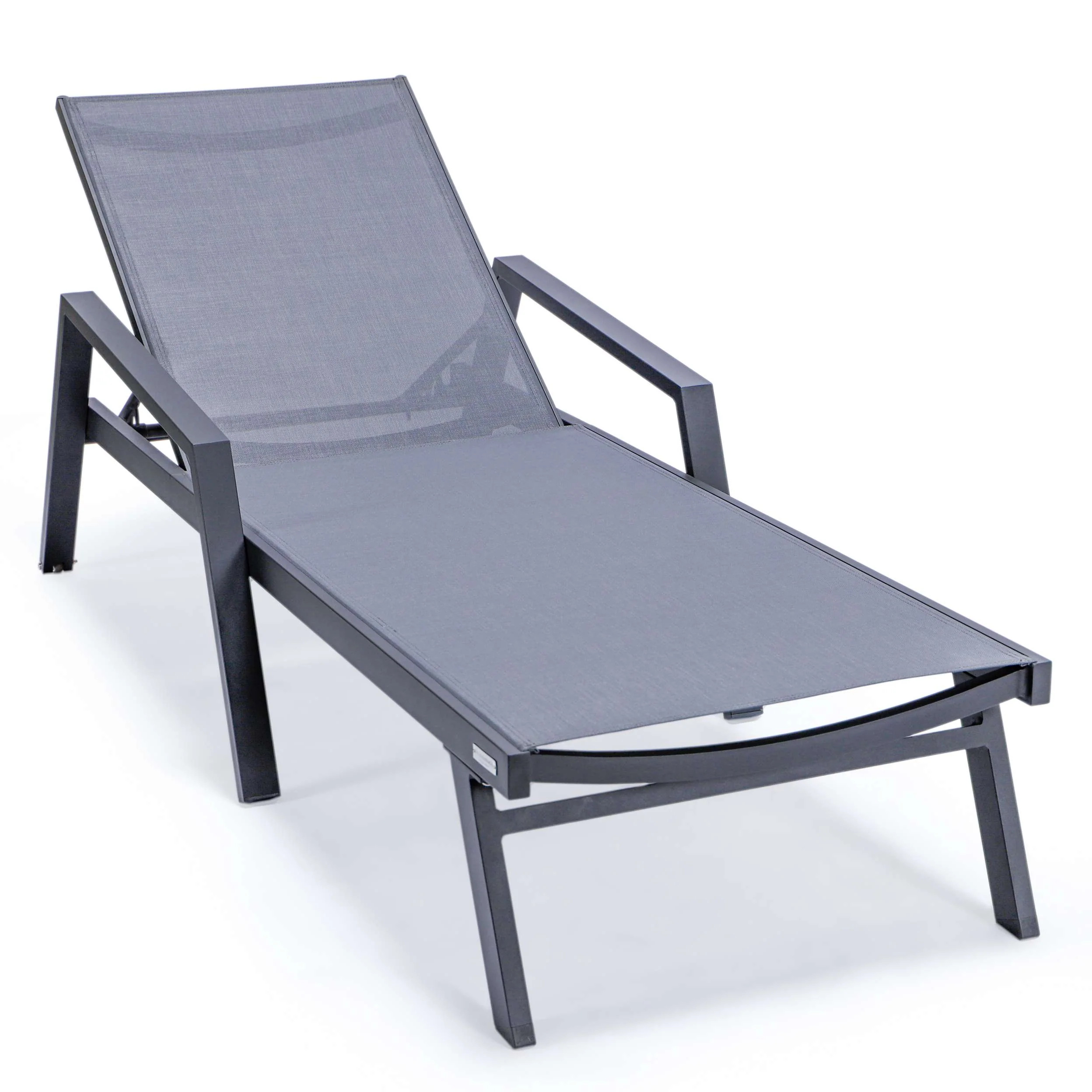 LeisureMod Marlin Modern Black Aluminum Outdoor Patio Chaise Lounge Chair - MLABLCF21-77BL - Image 53