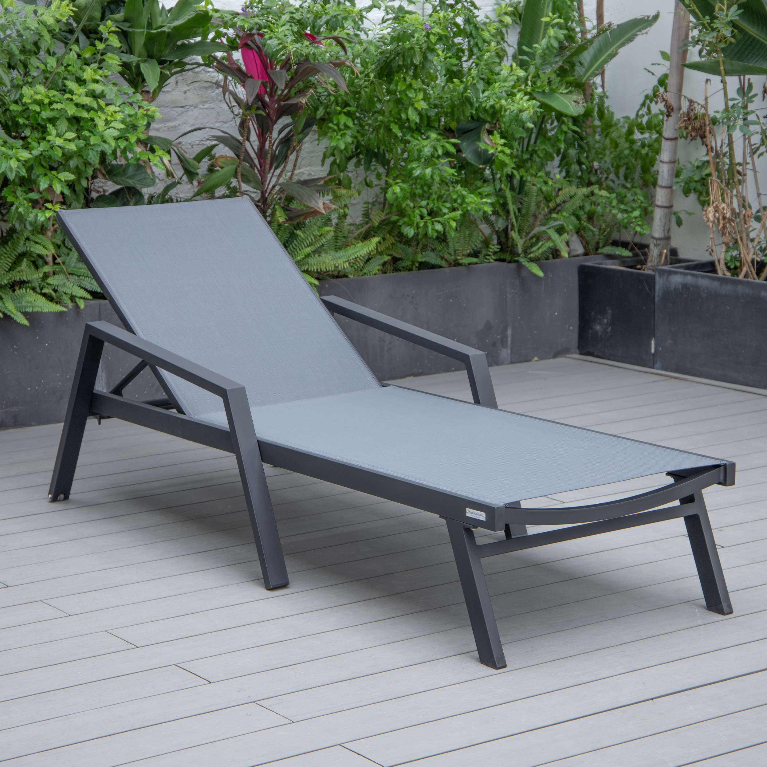 LeisureMod Marlin Modern Black Aluminum Outdoor Patio Chaise Lounge Chair - MLABLCF21-77BL - Image 59