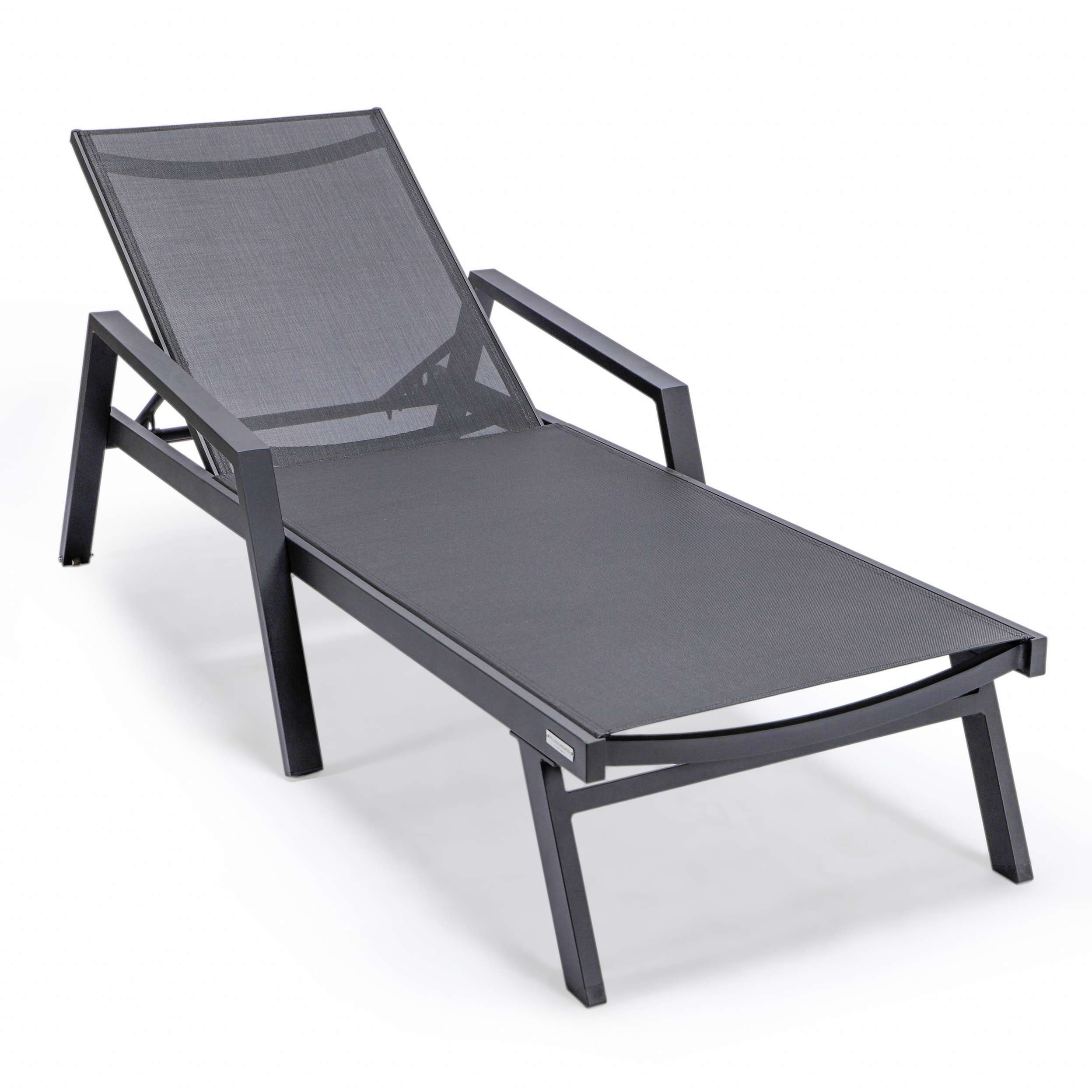 LeisureMod Marlin Modern Black Aluminum Outdoor Patio Chaise Lounge Chair - MLABLCF21-77BL - Image 7