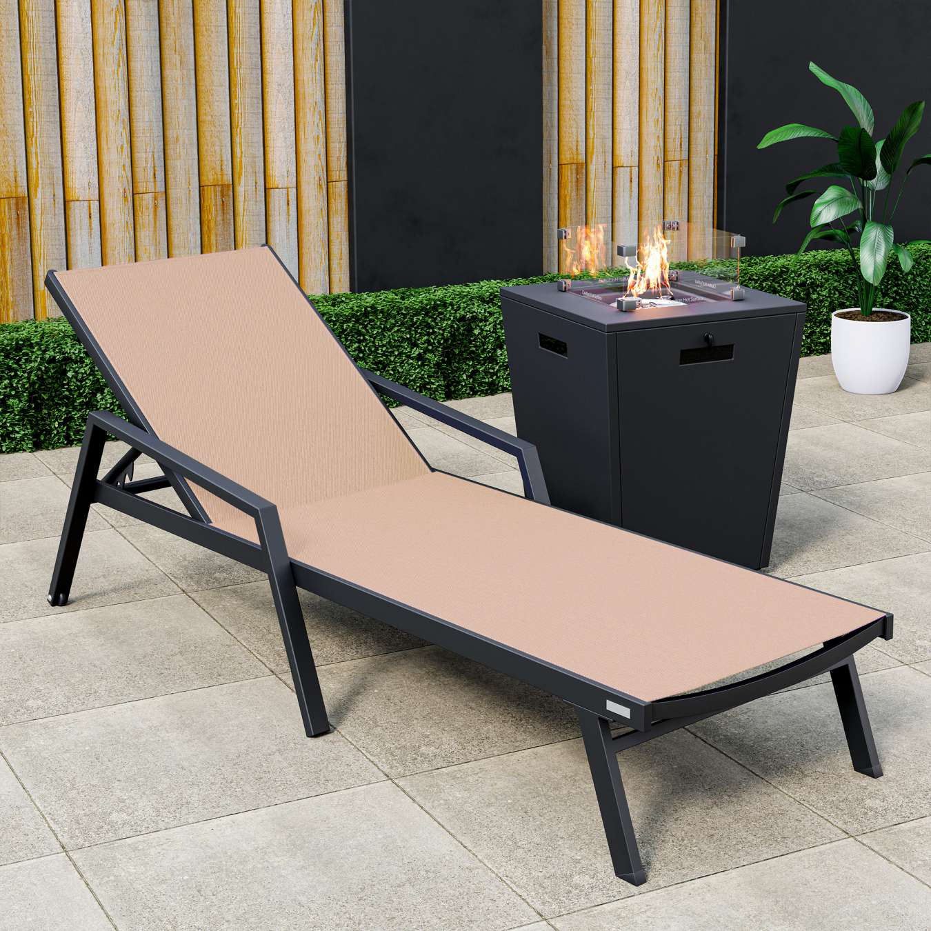LeisureMod Marlin Modern Black Aluminum Outdoor Patio Chaise Lounge Chair - MLABLCF21-77BL - Image 70