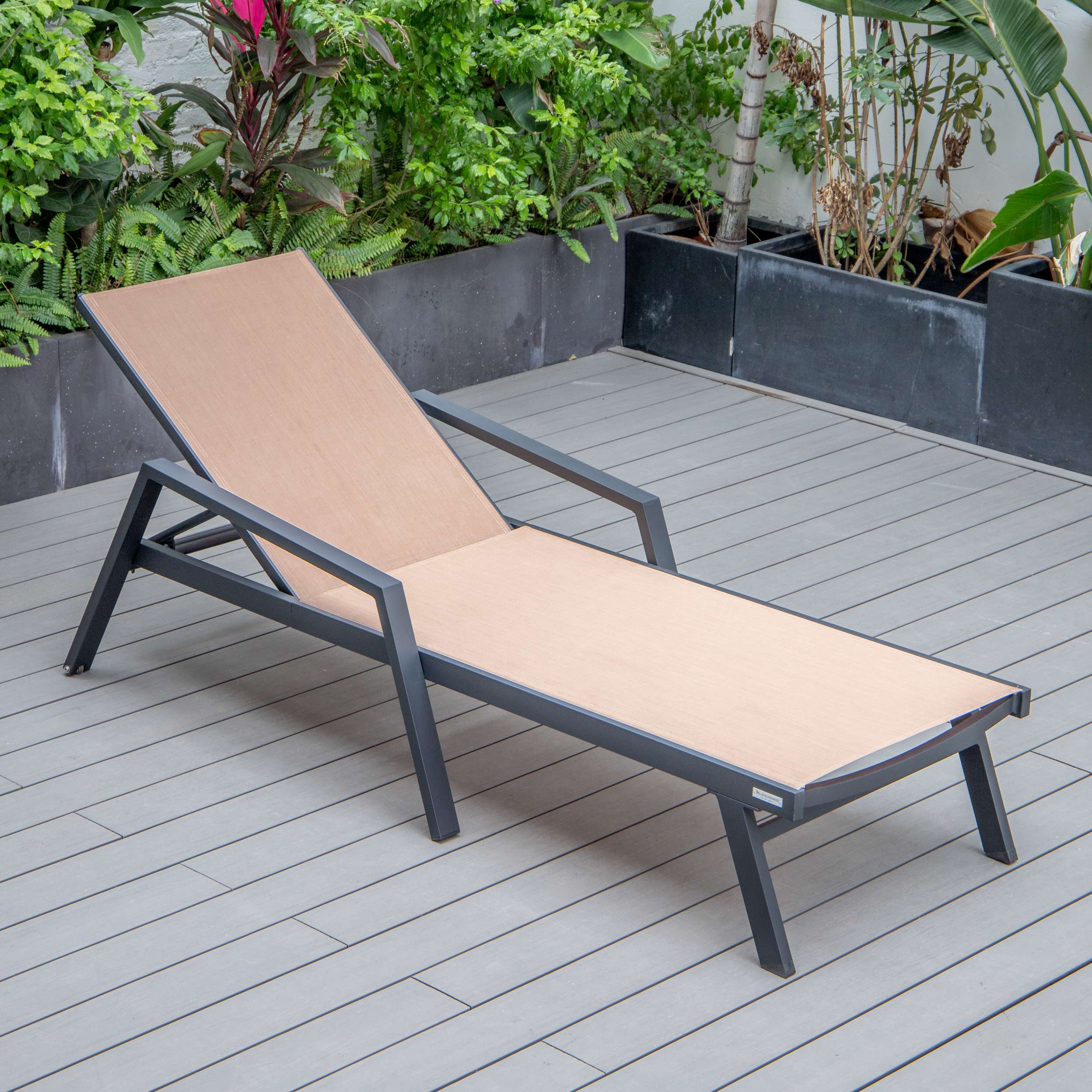 LeisureMod Marlin Modern Black Aluminum Outdoor Patio Chaise Lounge Chair - MLABLCF21-77BL - Image 81