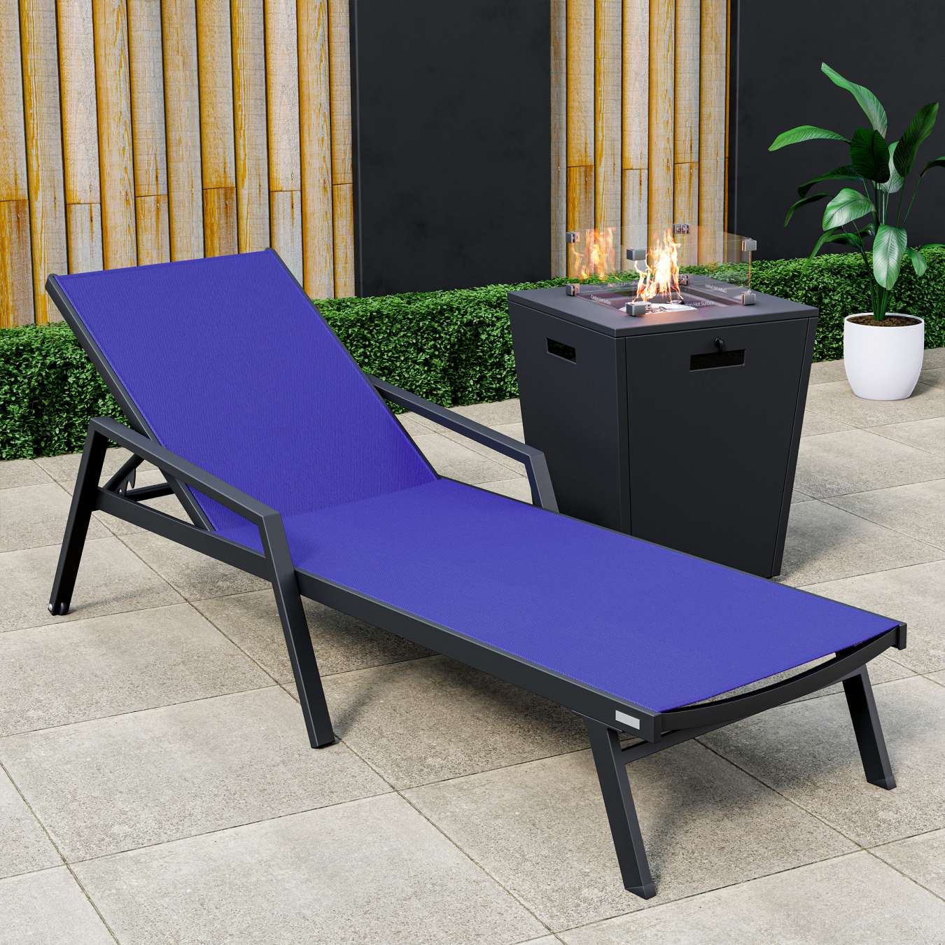 LeisureMod Marlin Modern Black Aluminum Outdoor Patio Chaise Lounge Chair - MLABLCF21-77BL - Image 93