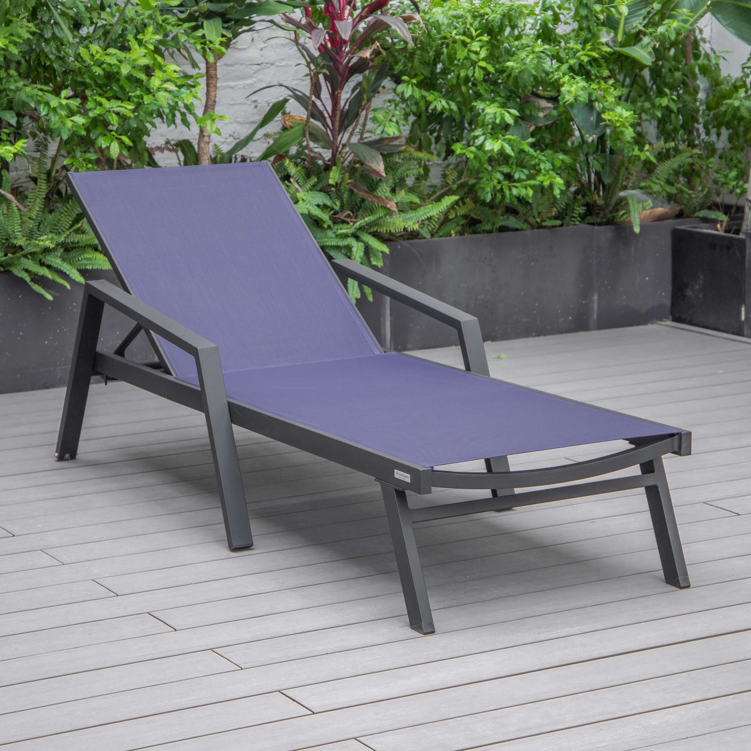 LeisureMod Marlin Modern Black Aluminum Outdoor Patio Chaise Lounge Chair - MLABLCF21-77BL - Image 98