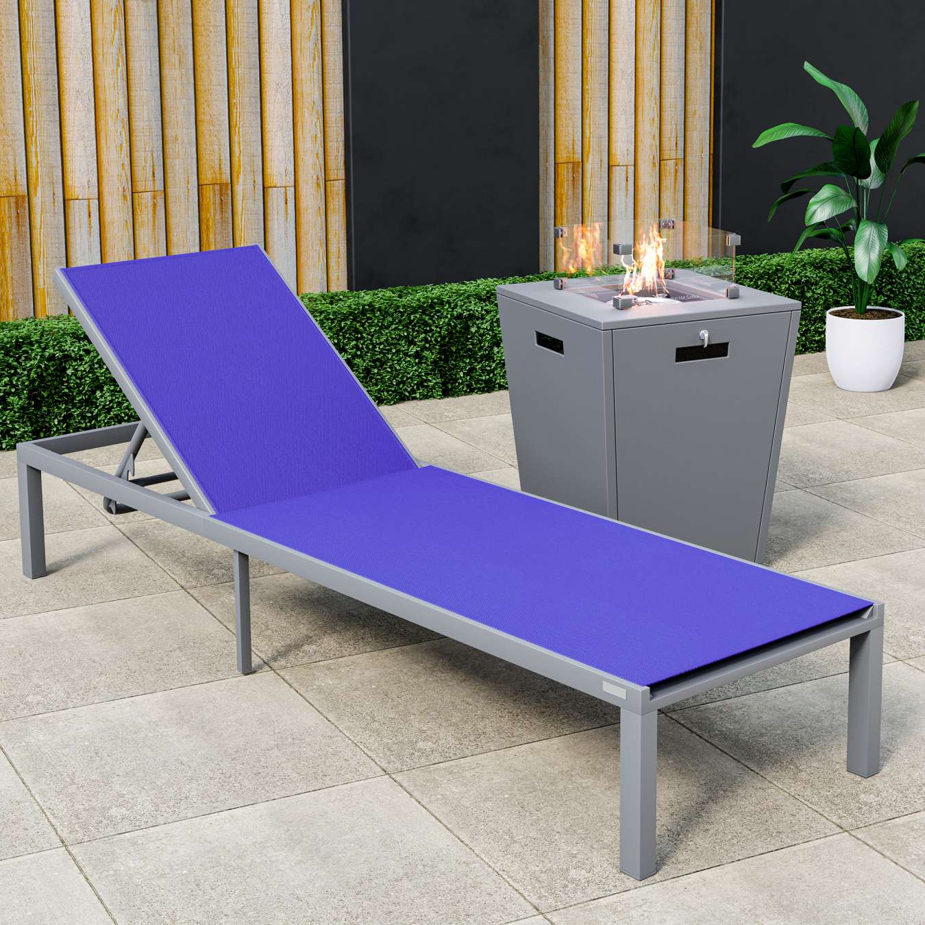 LeisureMod Marlin Modern Grey Aluminum Outdoor Patio Chaise Lounge Chair - MLGRCF21-77BL - Image 116