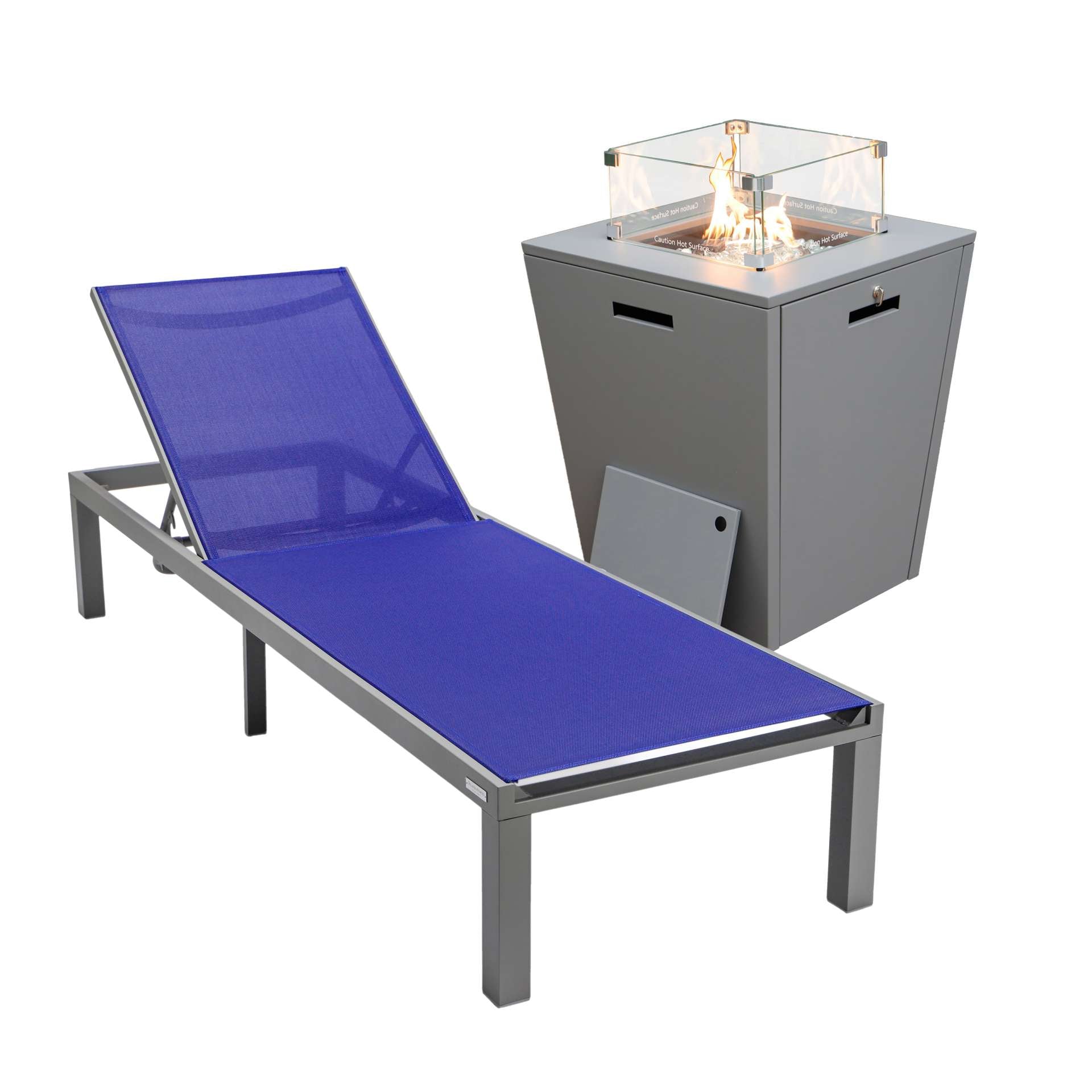 LeisureMod Marlin Modern Grey Aluminum Outdoor Patio Chaise Lounge Chair - MLGRCF21-77BL - Image 117
