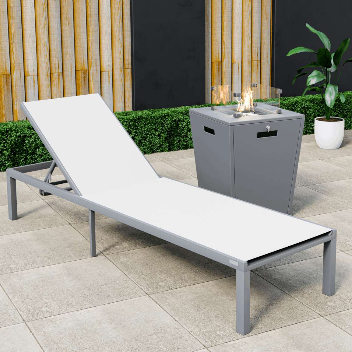 LeisureMod Marlin Modern Grey Aluminum Outdoor Patio Chaise Lounge Chair - MLGRCF21-77BL - Image 139
