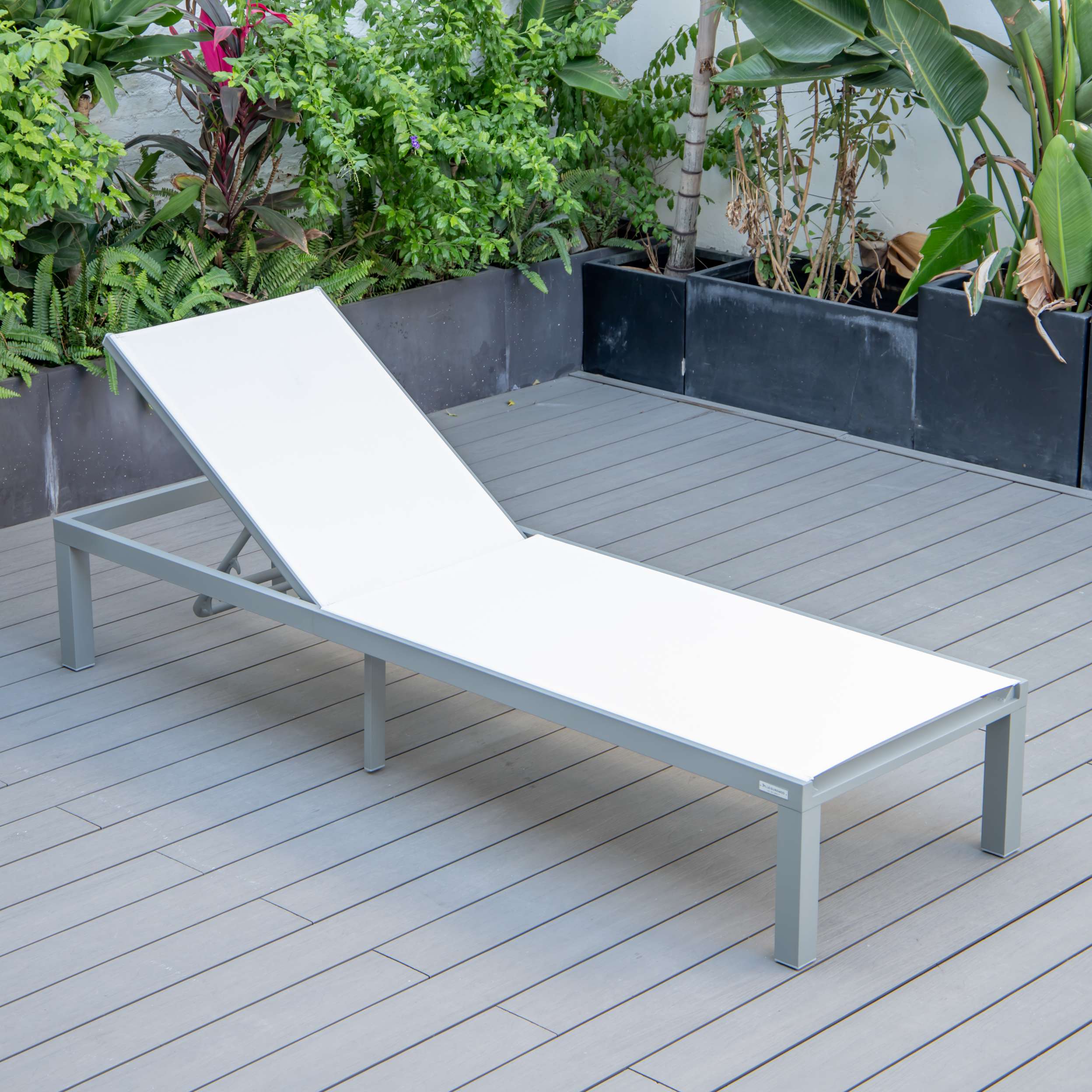 LeisureMod Marlin Modern Grey Aluminum Outdoor Patio Chaise Lounge Chair - MLGRCF21-77BL - Image 148