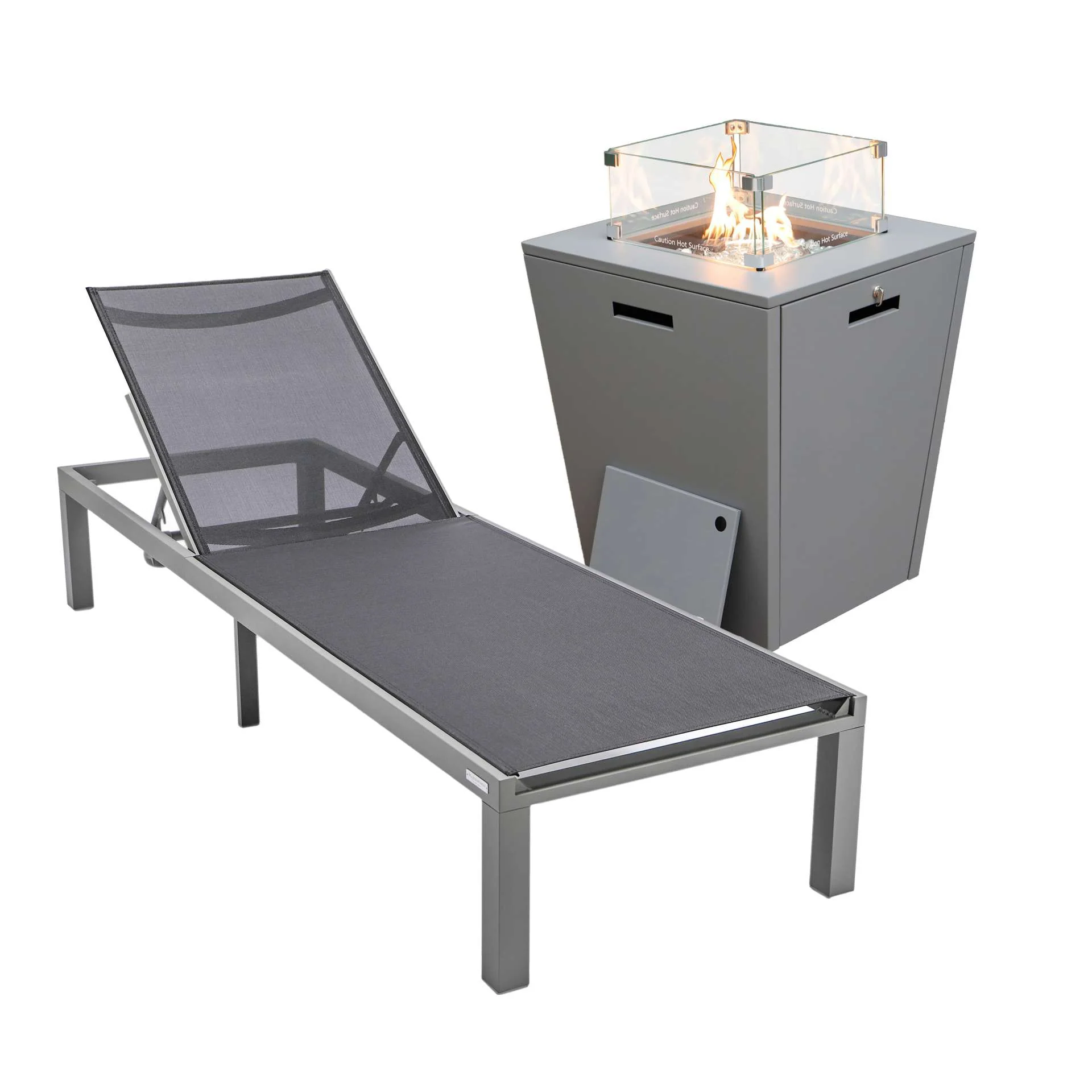 LeisureMod Marlin Modern Grey Aluminum Outdoor Patio Chaise Lounge Chair - MLGRCF21-77BL - Image 2
