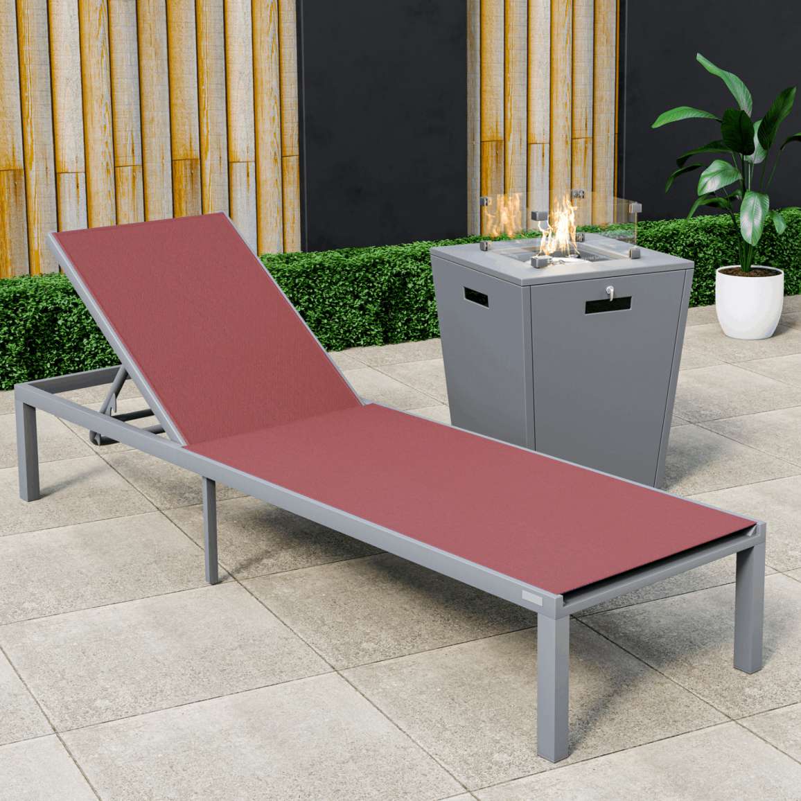LeisureMod Marlin Modern Grey Aluminum Outdoor Patio Chaise Lounge Chair - MLGRCF21-77BL - Image 24