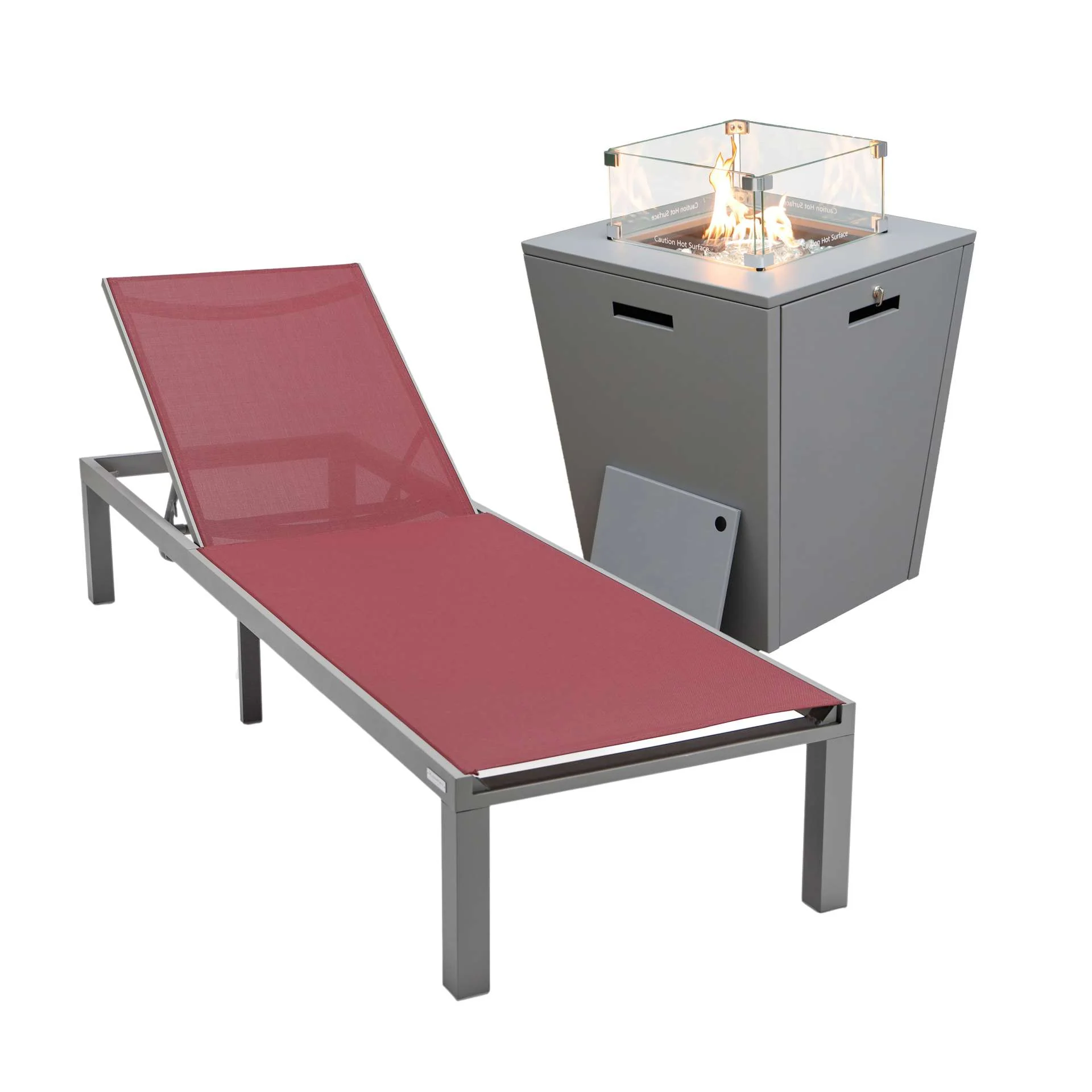 LeisureMod Marlin Modern Grey Aluminum Outdoor Patio Chaise Lounge Chair - MLGRCF21-77BL - Image 25