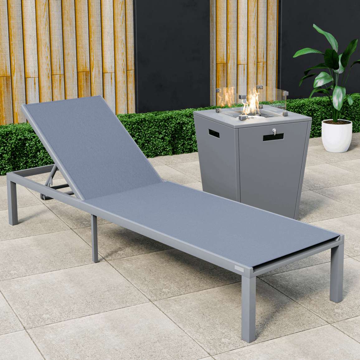 LeisureMod Marlin Modern Grey Aluminum Outdoor Patio Chaise Lounge Chair - MLGRCF21-77BL - Image 47